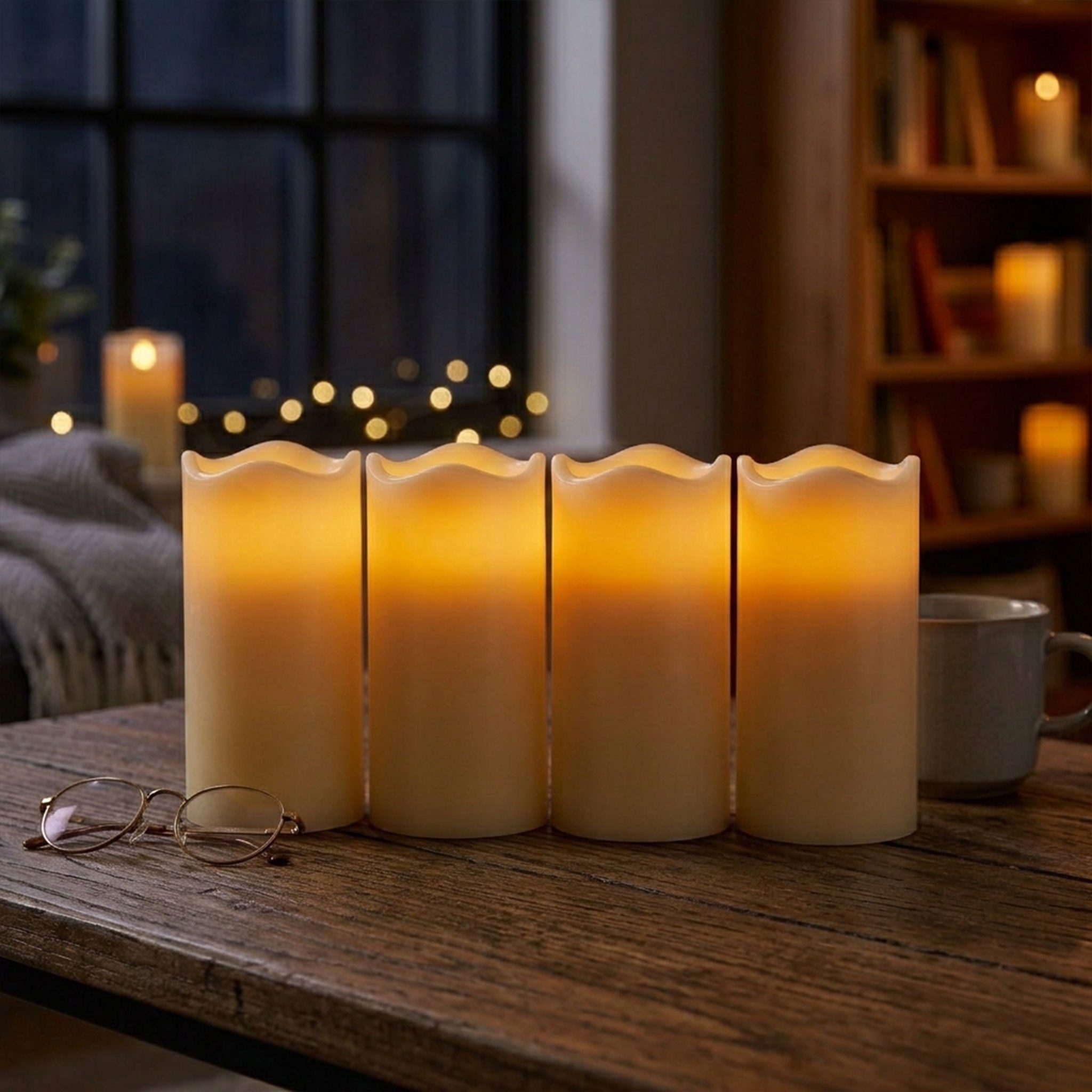 Spetebo LED-Kerze Künstliche Stumpenkerze mit Timer batteriebetrieben - 4er Set, Flammeneffekt, LED fest integriert, warm weiß, Deko Kerze für Innen – Bild 2 von 5