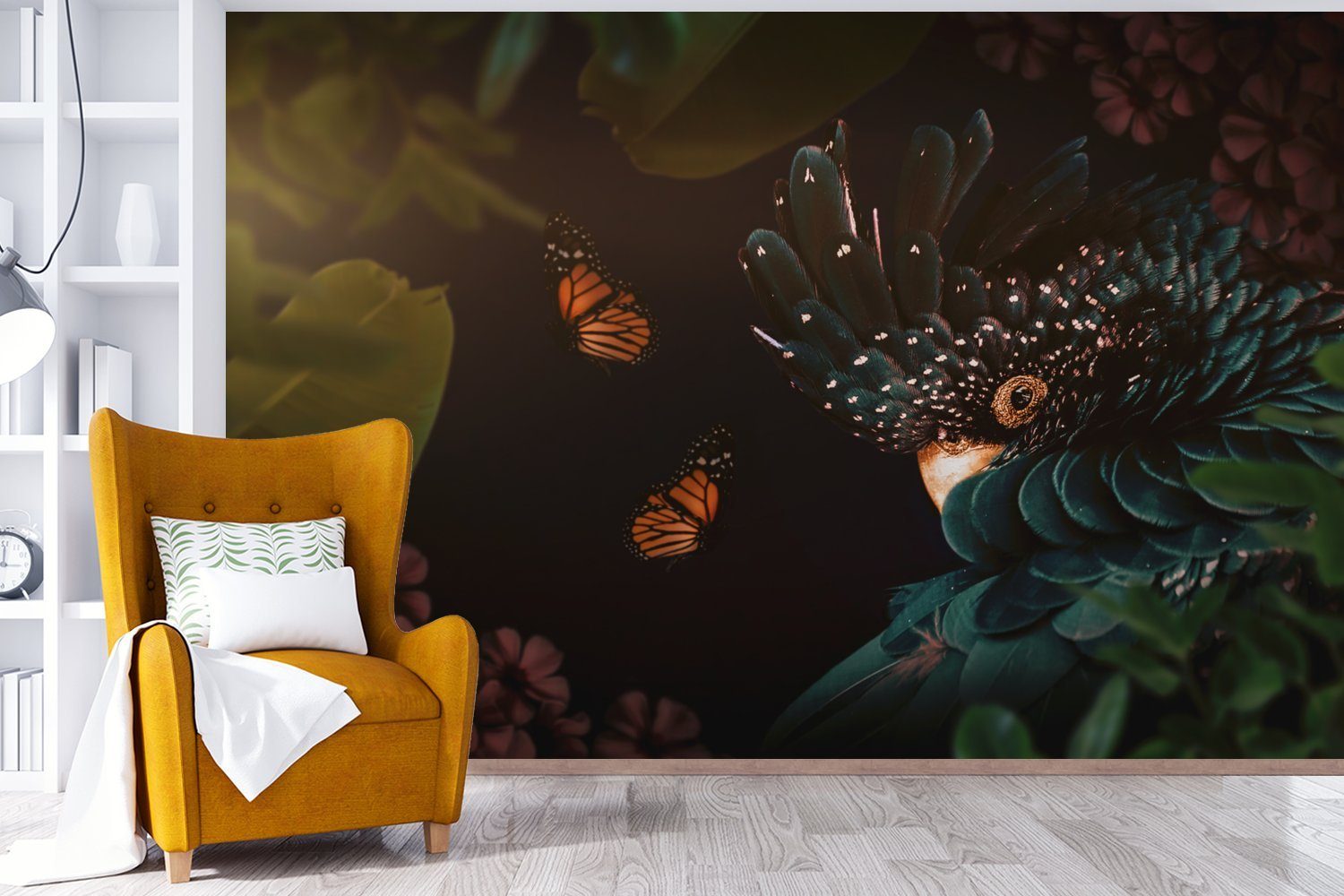 MuchoWow Fototapete Dschungel - Schmetterling - Matt, Schlafzimmer, Vinyl Wohnzimmer, bedruckt, Vogel St), Wallpaper (6 für Kinderzimmer, - Tapete Blumen