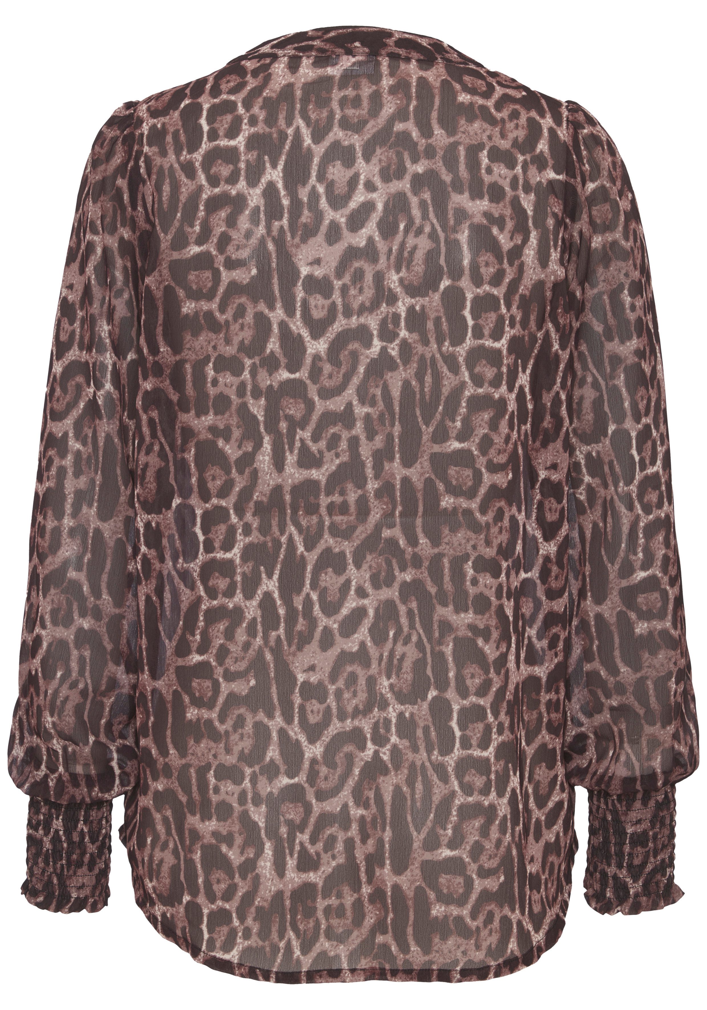 LASCANA Chiffonbluse mit Leodruck und V-Ausschnitt, Damenbluse, elegant-chic – Bild 2 von 4