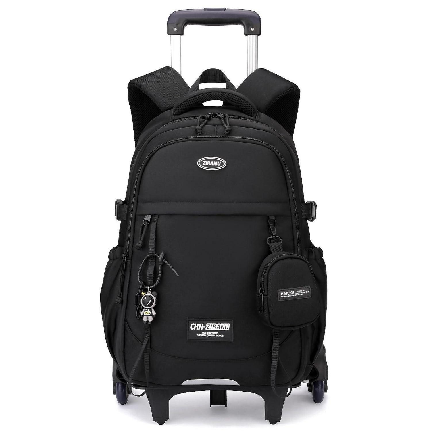 LuxusKollektion Schulranzen Trolley-Rucksack 6-Rad abnehmbar Schwarz