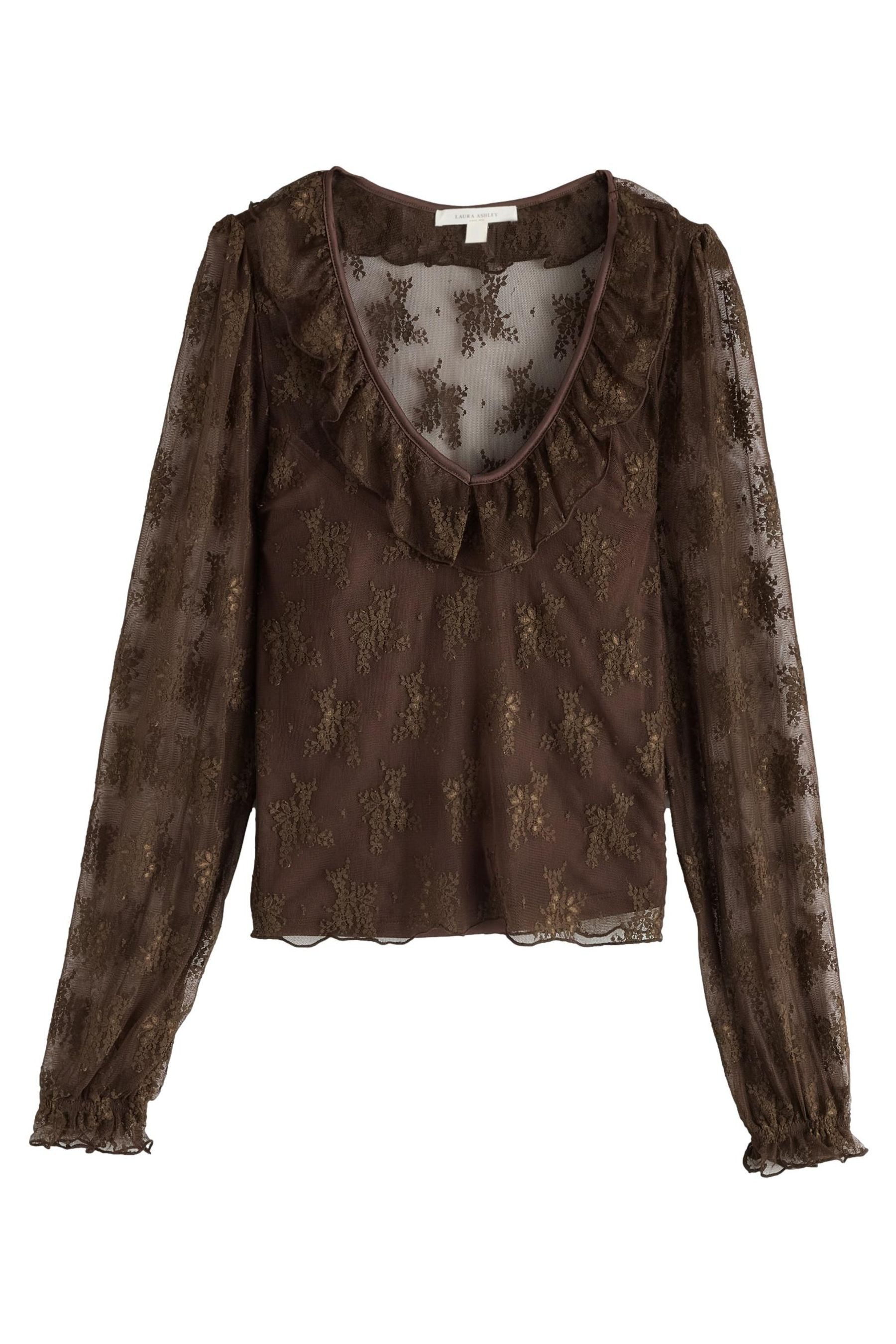 LAURA ASHLEY V-Shirt Laura Ashley Bluse, Rüschen, Spitze & V-Ausschnitt (2-tlg)