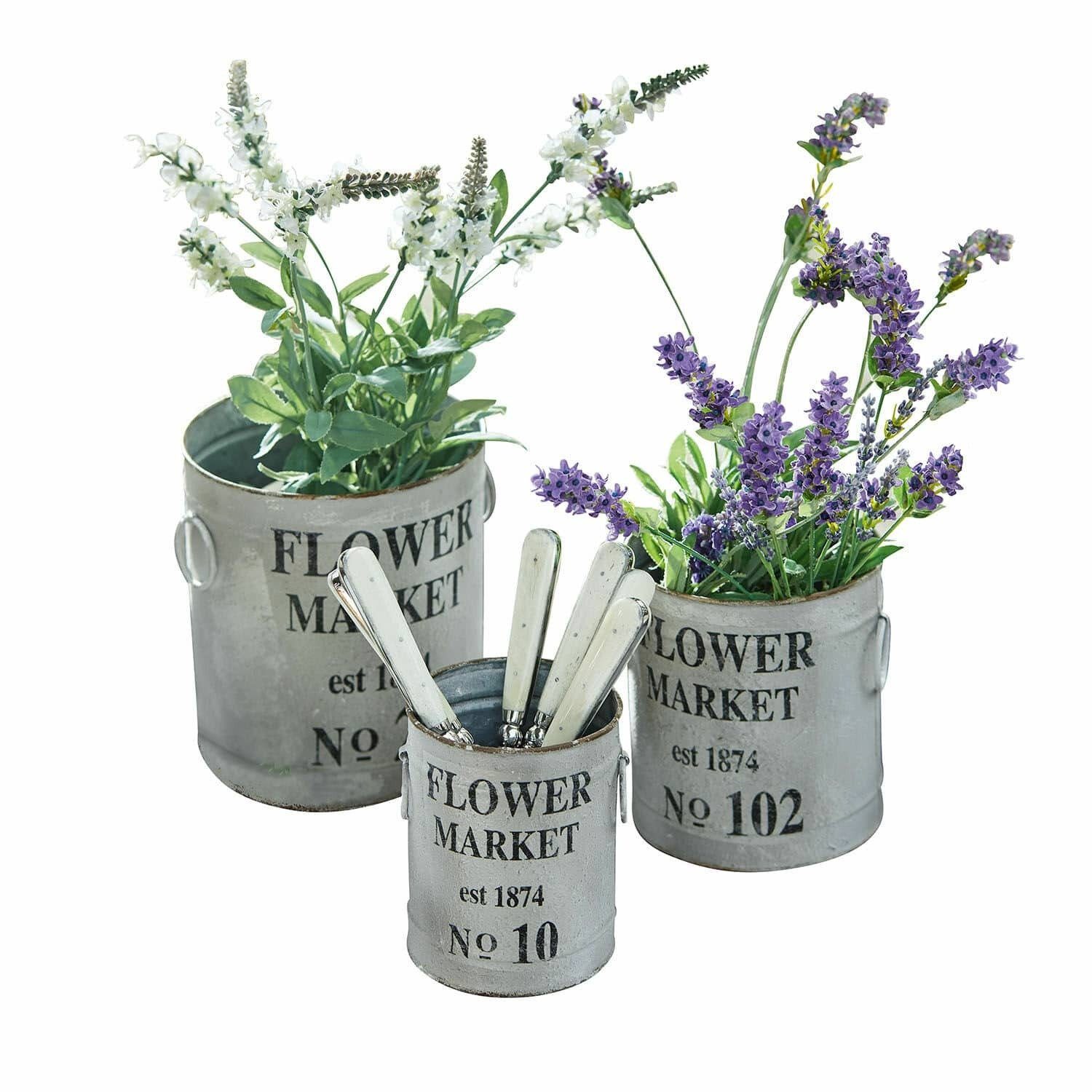 Übertopf Übertopf 3er Set Flower Market antikgrau