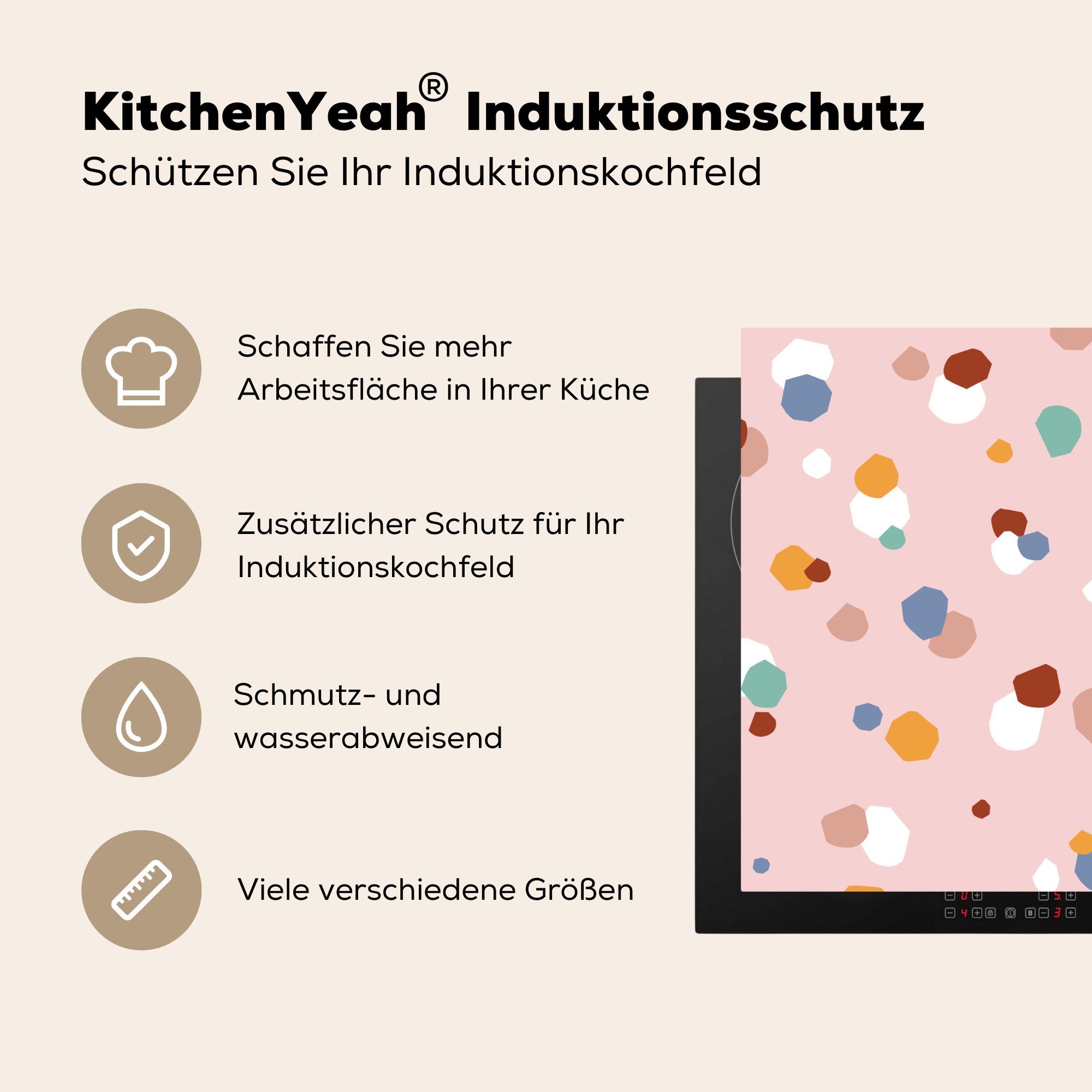 MuchoWow Herdblende-/Abdeckplatte Design Kinder für cm, - Vinyl, küche tlg), (1 Rosa, Ceranfeldabdeckung, Arbeitsplatte - 78x78