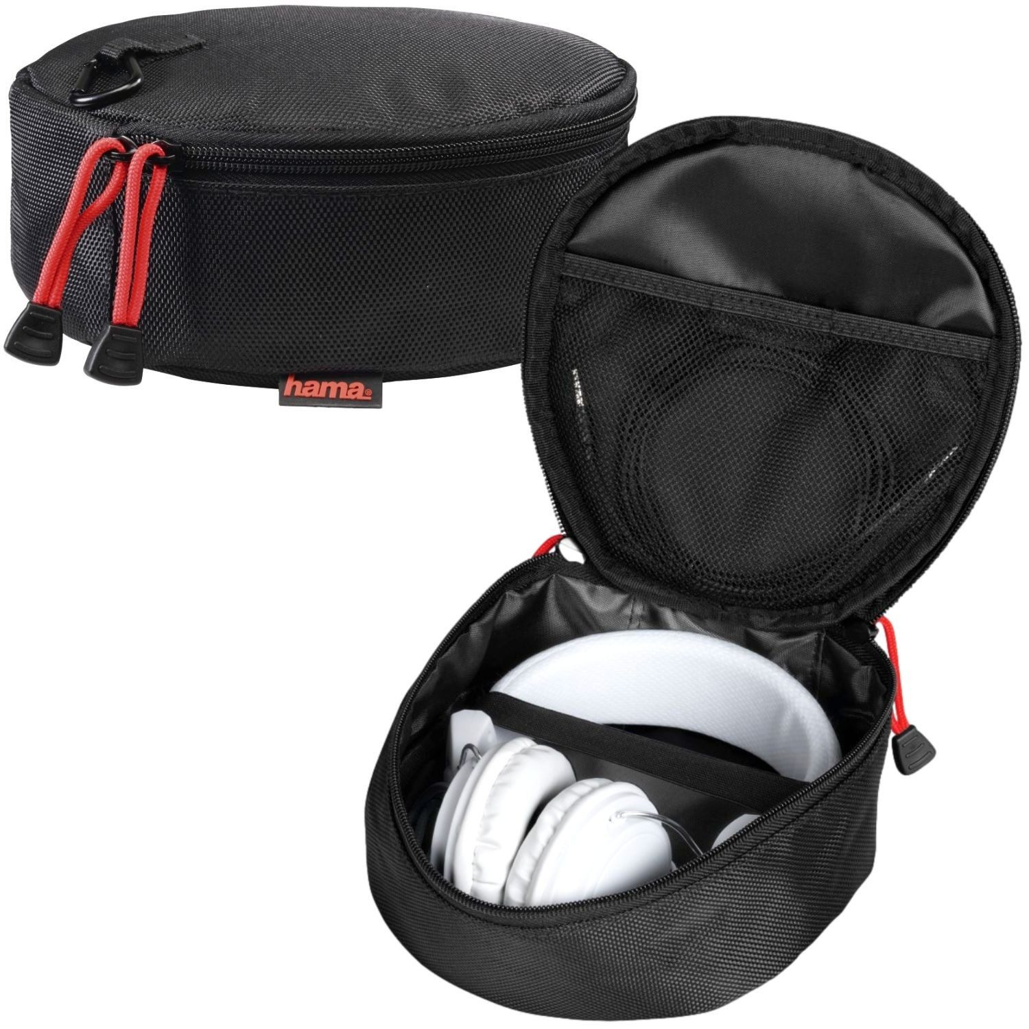 Hama Kopfhörer-Schutzhülle Kopfhörer Tasche Case On-Ear Over-Ear Headset, Schutz-Hülle Etui Schutztasche Aufbewahrung Bag Karabiner Netzfach