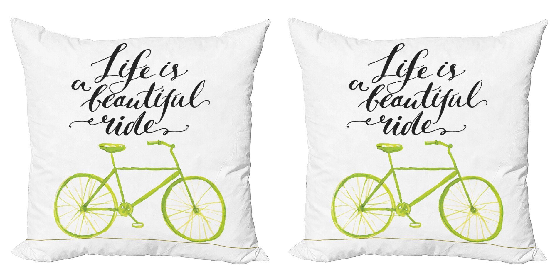 Kissenbezüge Modern Accent Doppelseitiger Digitaldruck, Abakuhaus (2 Stück), inspirativ Das Leben ist eine Fahrrad-Fahrt