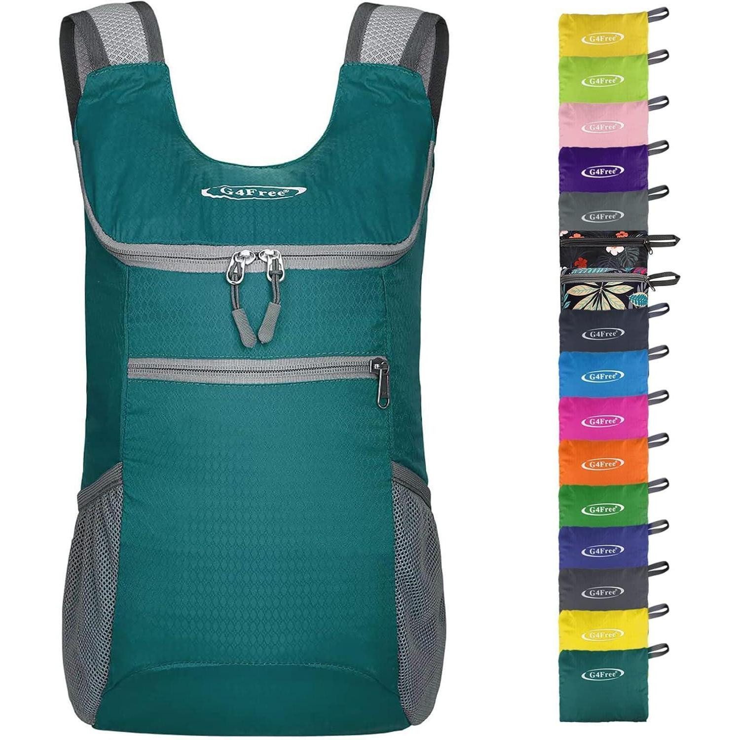 LuxusKollektion Tagesrucksack Rucksack faltbar 11l ultraleicht Wandern Damen Herren Malachitgrün