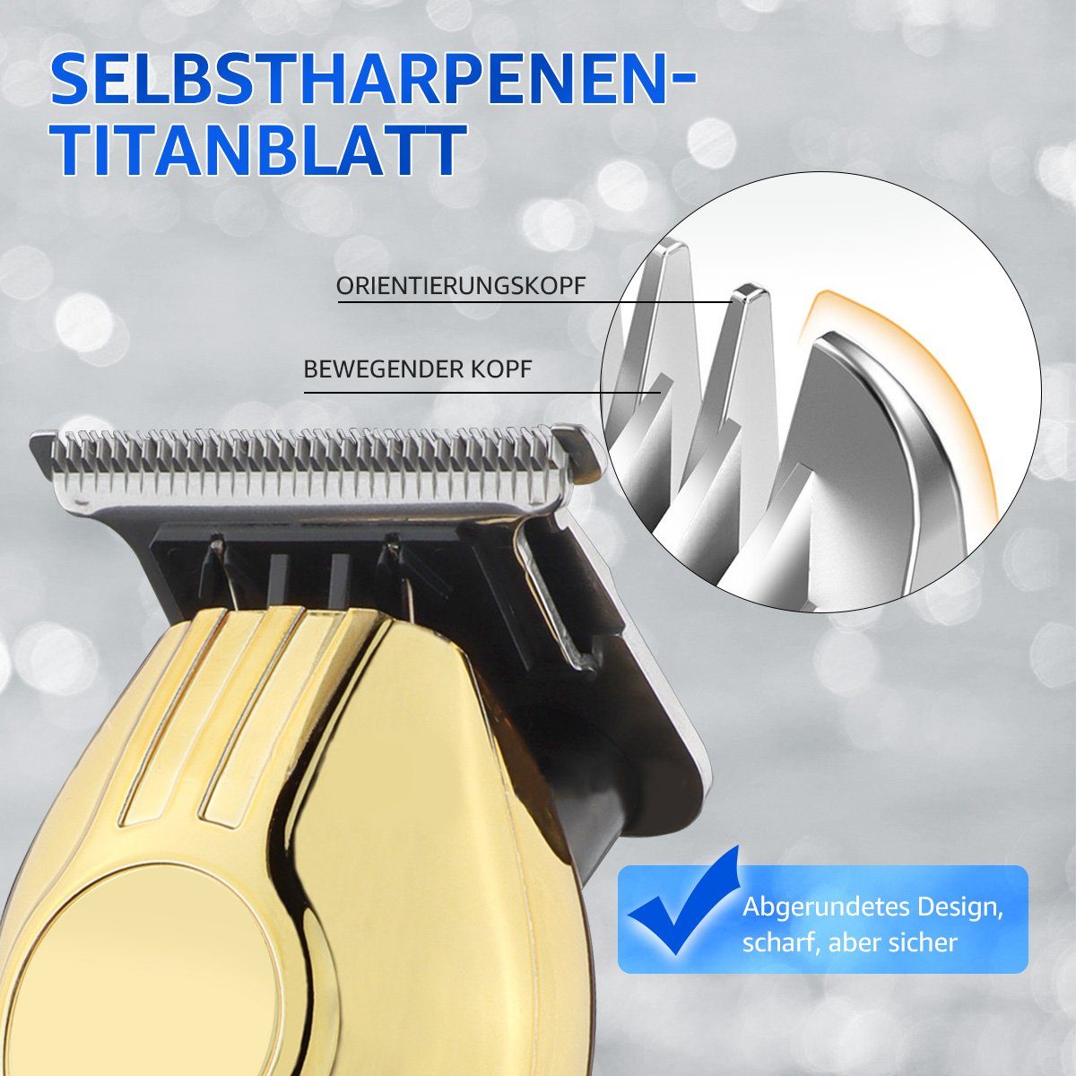 LifeImpree Haarschneider, Haartrimmer für Herren, Gold IPX6 Haarschneidemaschine Wasserdichte