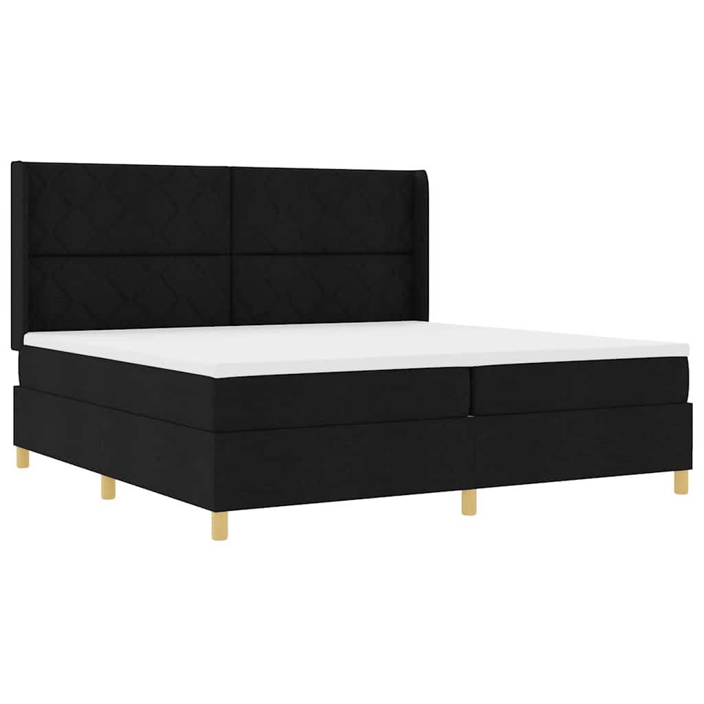 Bett Boxspringbett mit LED-Lichtleisten Schwarz 200 x 200 cm Stoff