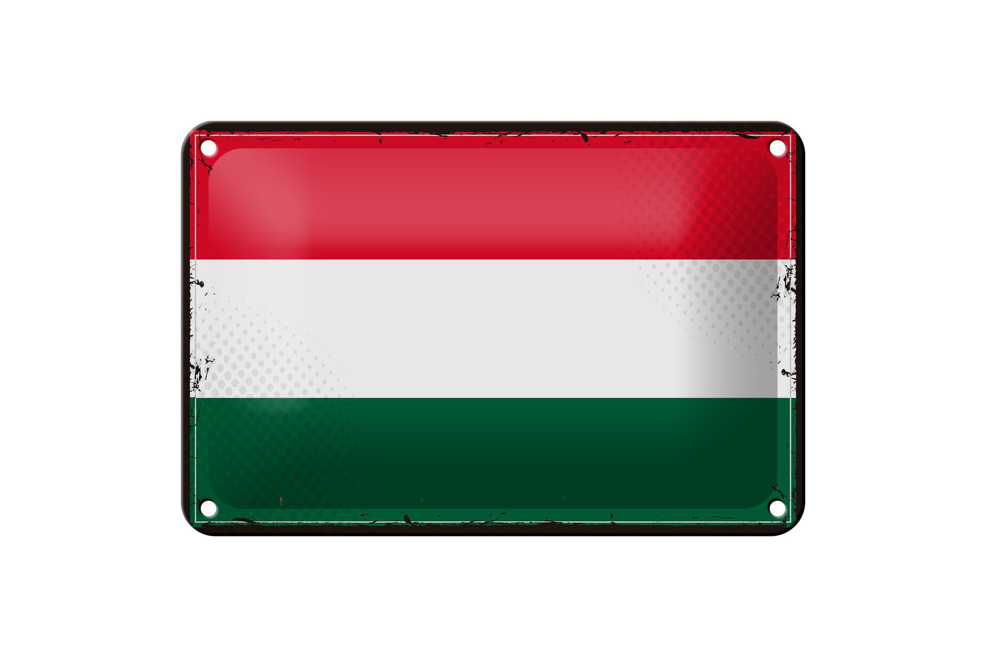 Femer GmbH Metallschild Flagge Ungarns 18x12cm Retro Flag of Hungary, (1 St), gewölbte Oberfläche, abgerundete Ecken, umgeschlagene Kanten