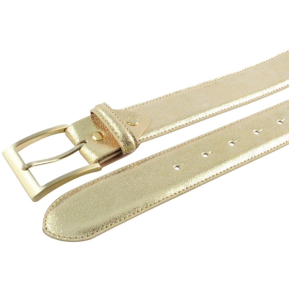 BELTINGER Ledergürtel Goldener Gürtel in Metallic-Look - - 4 40mm Gold Gold, Metall-Optik Metall-Le cm