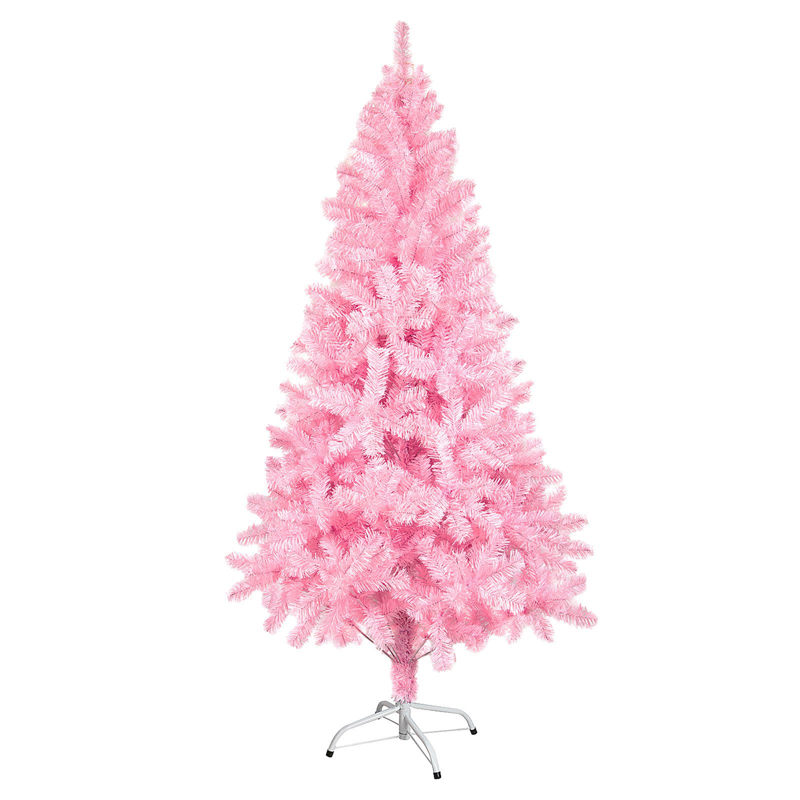 SunJas Künstlicher Weihnachtsbaum 120/150/180cm Rosa Künstlicher Tannenbaum mit ca.200 400 600 Spitzen, Weihnachtsdekorationen Künstlicher Tannenbaum, Christbaum mit Ständer und Flammschutzmittel
