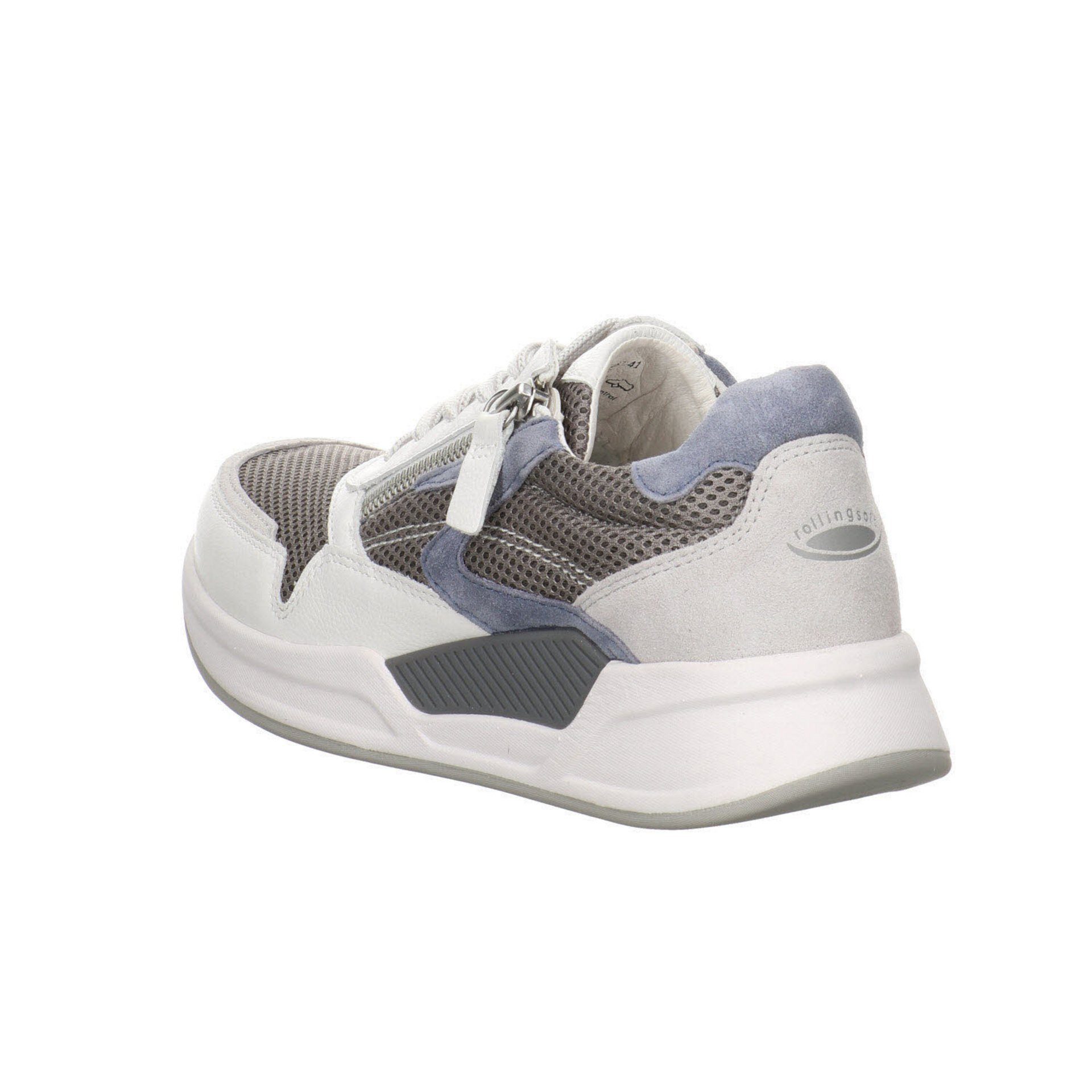 Schuhe Leder-/Textilkombination grau/weiss/nautic Sneaker / 41 Damen Schnürschuh Rollingsoft Sneaker Gabor