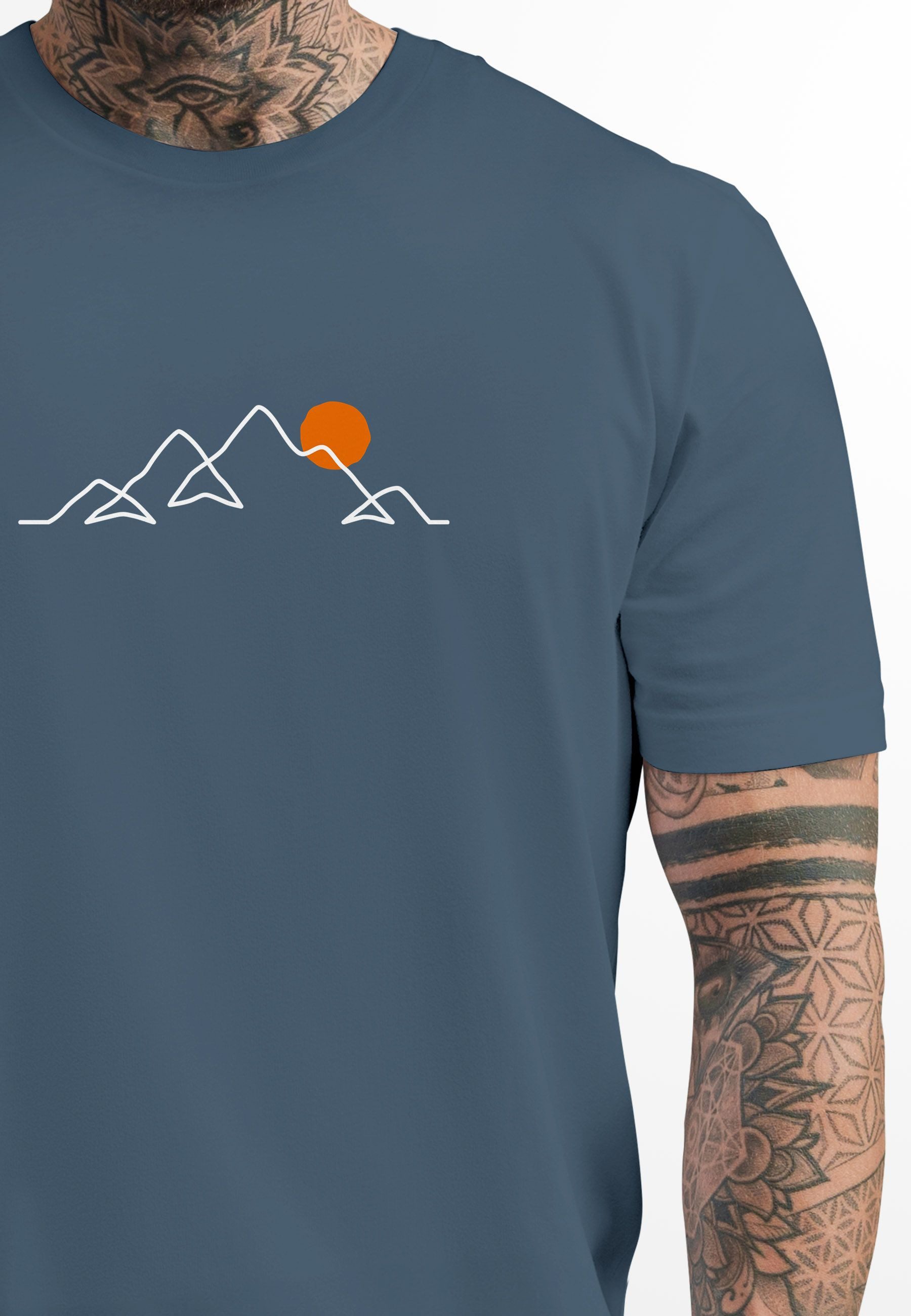 Neverless Print-Shirt Herren T-Shirt Frontprint Line-Art günstig online kaufen