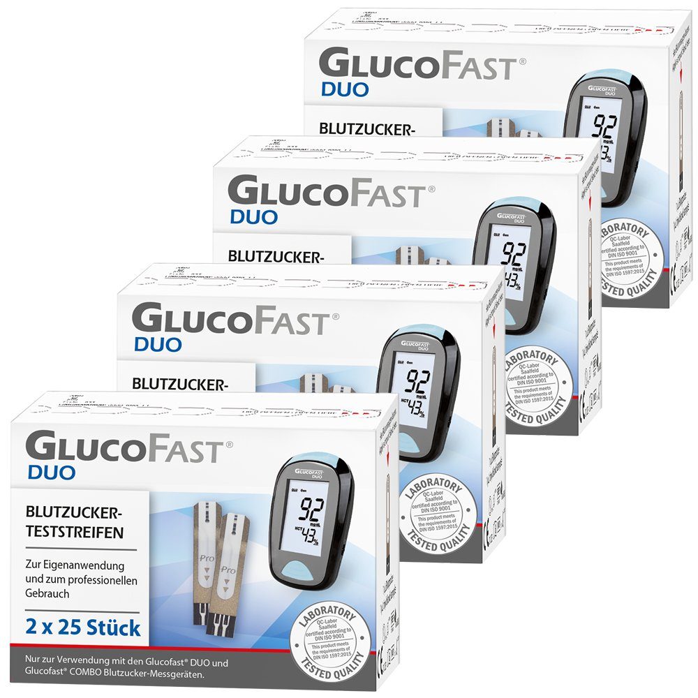 GLUCOFAST Blutzucker-Teststreifen DUO, 200 Diabetes Teststreifen, 200-tlg., Für das Glucofast DUO Blutzucker Messgerät