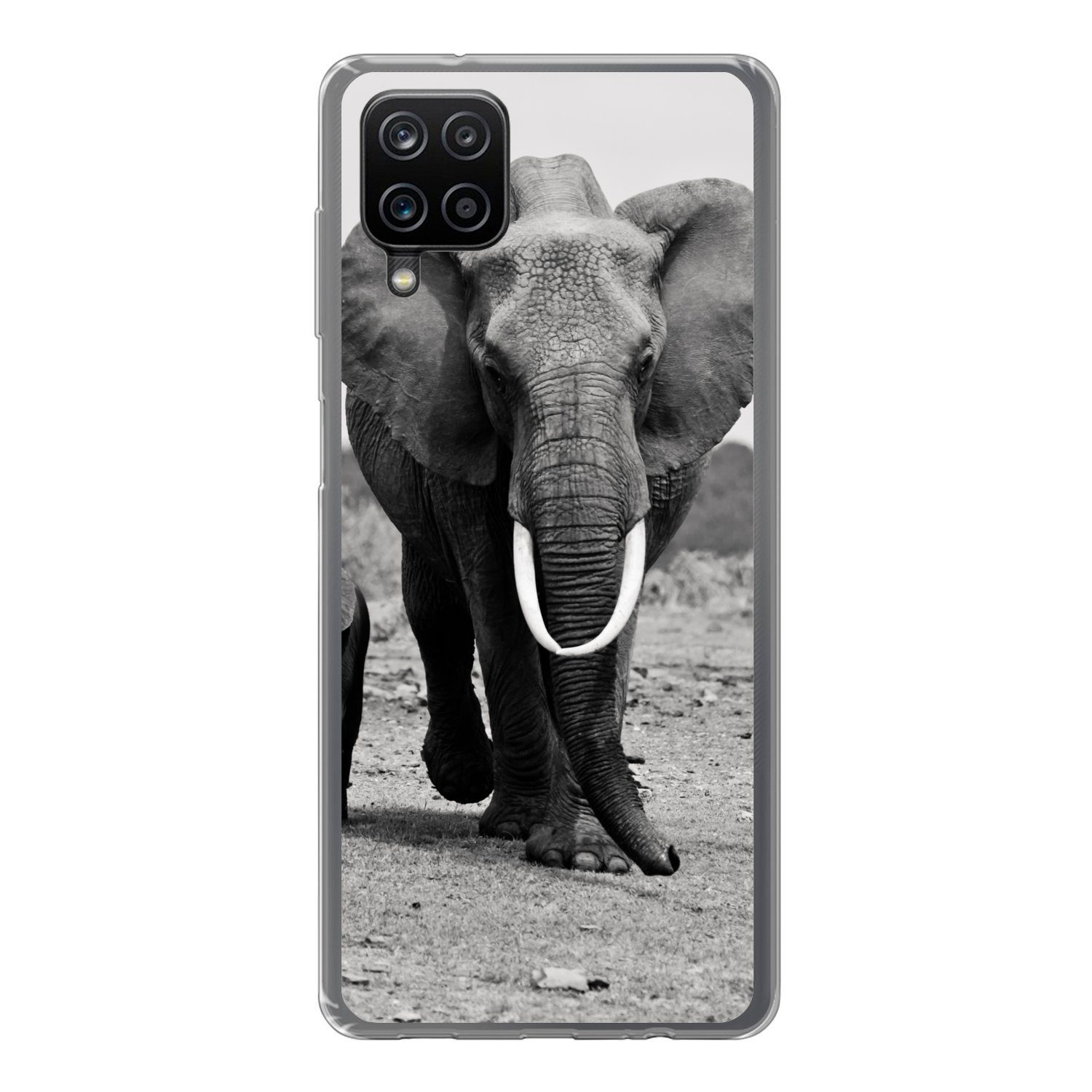 Handyhülle für Samsung Galaxy A12 Elefant - Kind - Schwarz - Weiß