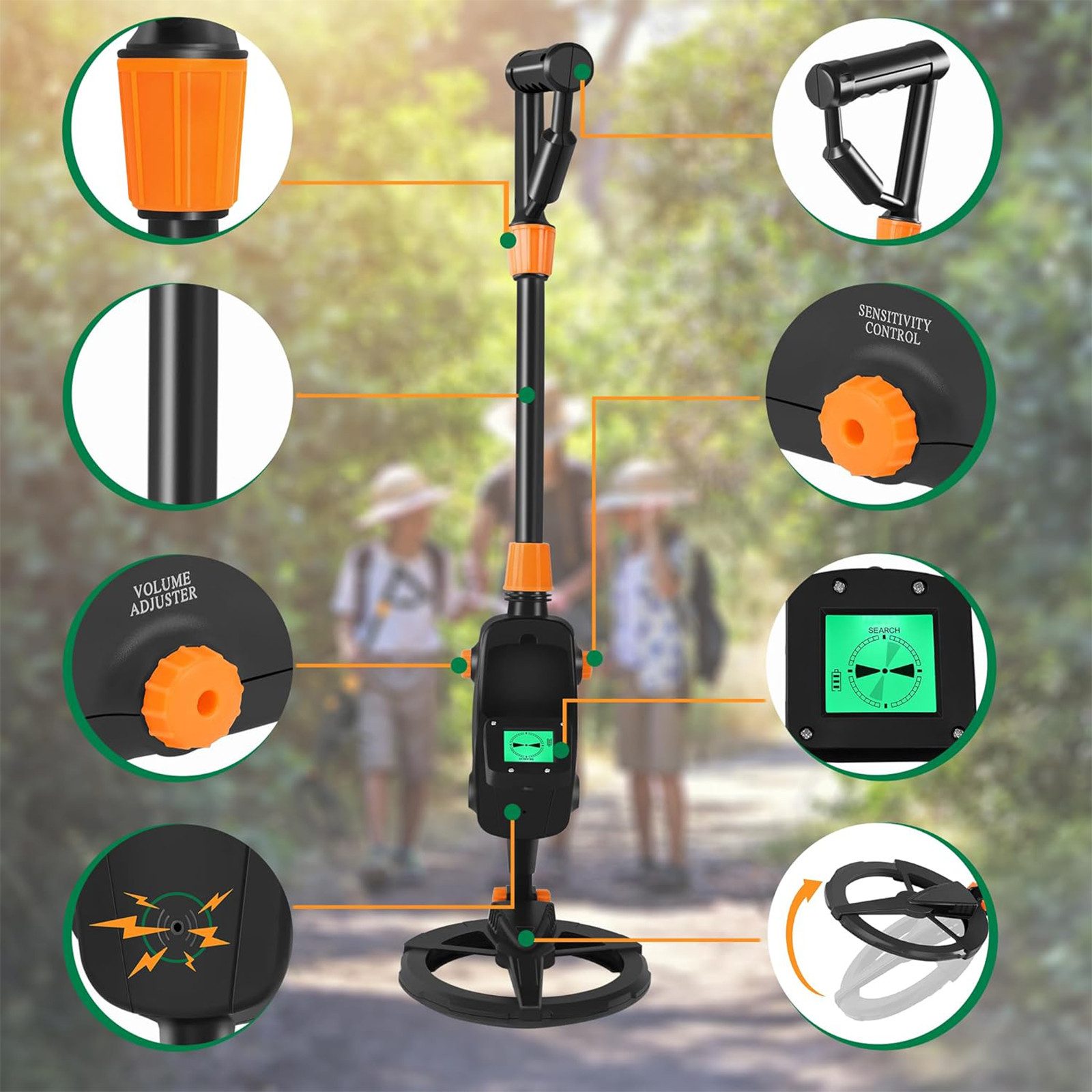 FIVMEN Metalldetektor 67x17cm Kinderdetektor Leichte Einstellbar