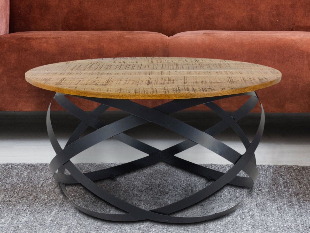 soma Couchtisch Beistelltisch Couchtisch rund Wohnzimmer Orbit Metall Gestell schwarz, ø 75 cm