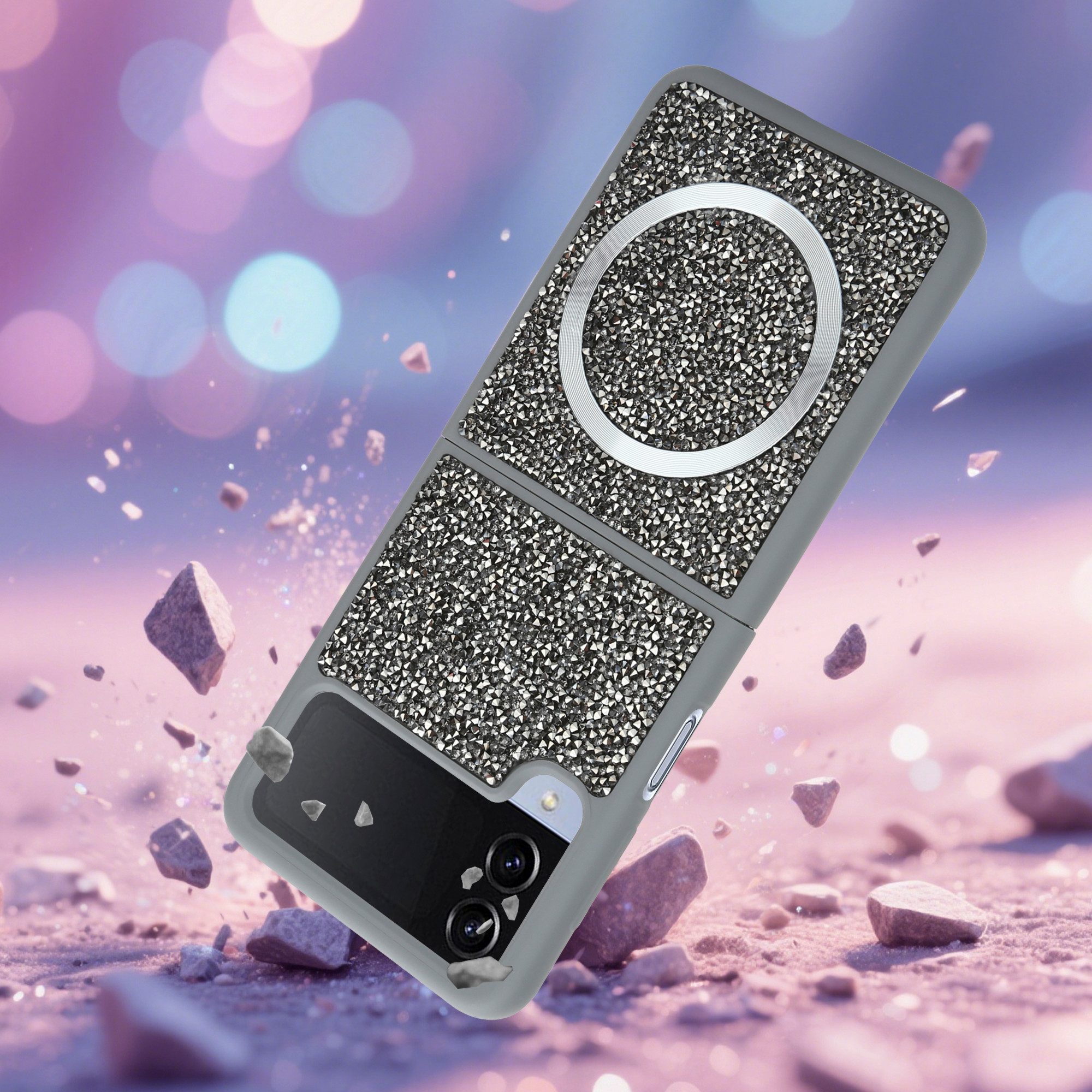 Cadorabo Handyhülle Samsung Galaxy Z FLIP 4, Hülle Schutzhülle Case Cover kompatibel mit Magsafe Diamant Glitzer