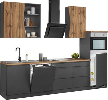 Kochstation Küche KS-Bruneck, 300 cm breit, Ceran-oder Induktionskochfeld, hochwertige MDF-Fronten