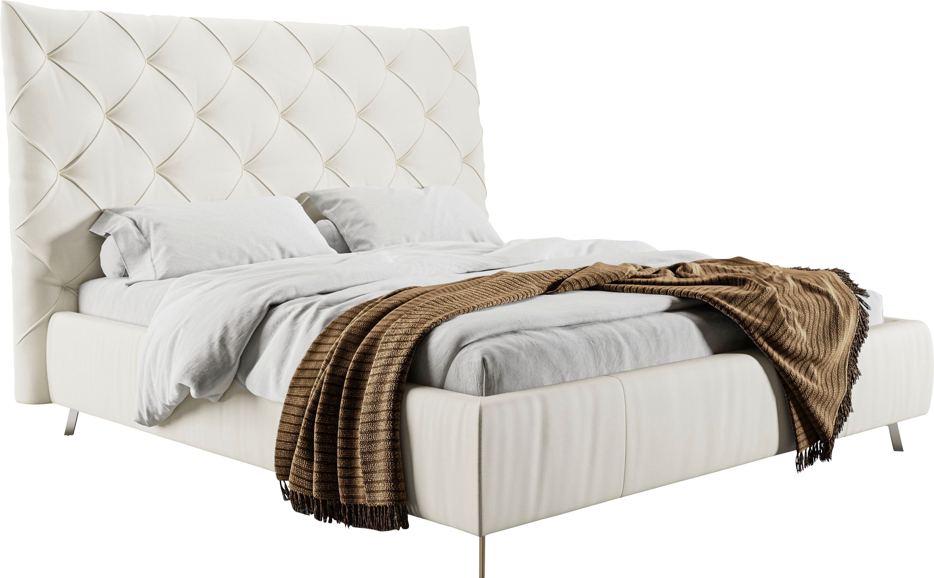 Home affaire Polsterbett Elloree, in 4 Breiten, hinten mit Originalstoff bezogen, auch in Leder, Kopfteilhöhe 143cm, belastbar bis 280 kg, auch in Überlänge 220cm