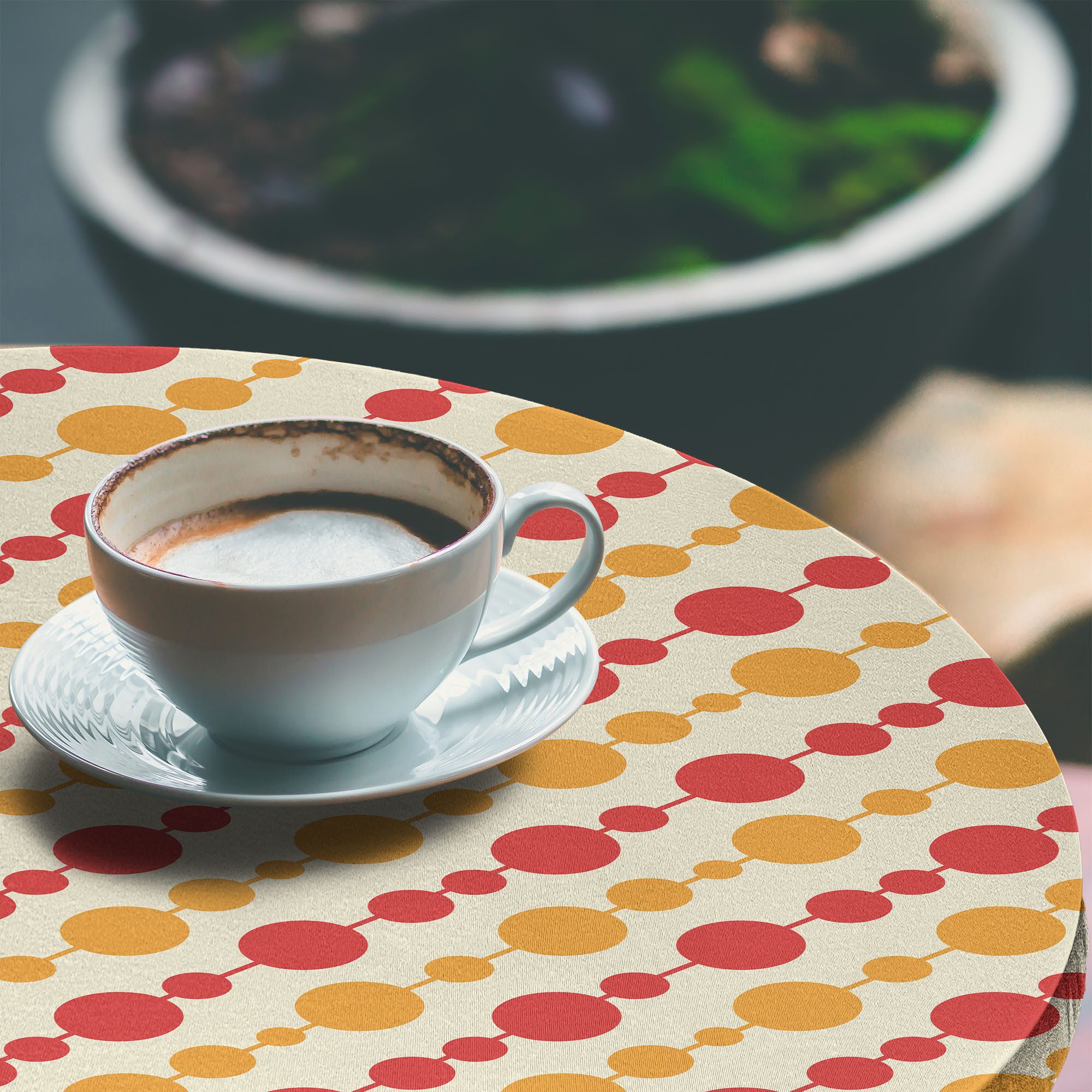 Abakuhaus Tischdecke Rundum-elastische Stofftischdecke, Retro Große kleine Punkte Kette