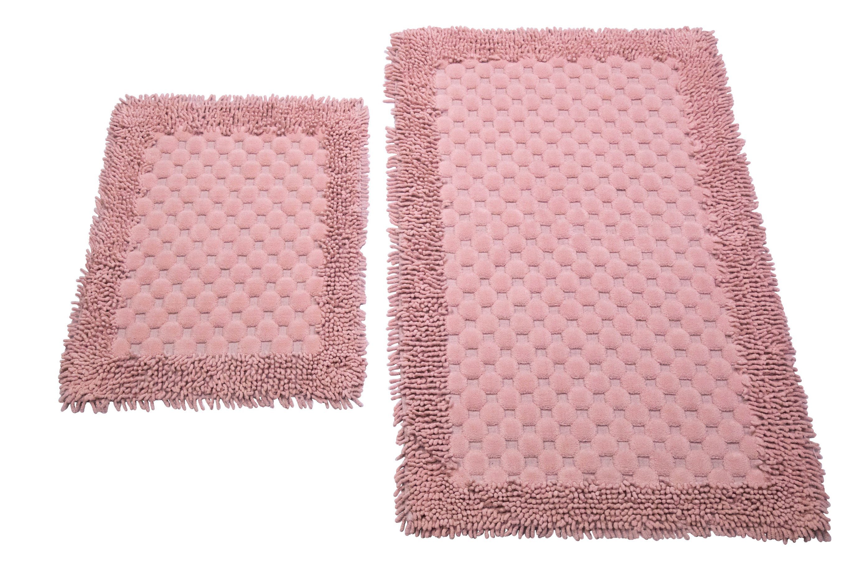 rosa, rutschfest Teppich waschbar - Oval, waschbar Teppich-Traum, Höhe: 2-teilig Set mm, Kreis-Muster 7,5 Badezimmerteppich