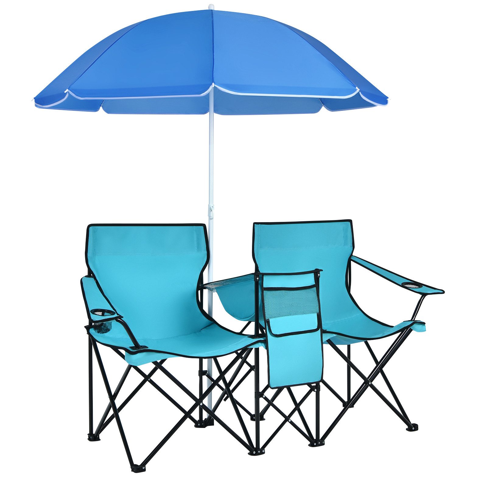KOMFOTTEU Campingstuhl Klappstuhl, aus Oxford-Stoff,mit Sonnenschirm günstig online kaufen