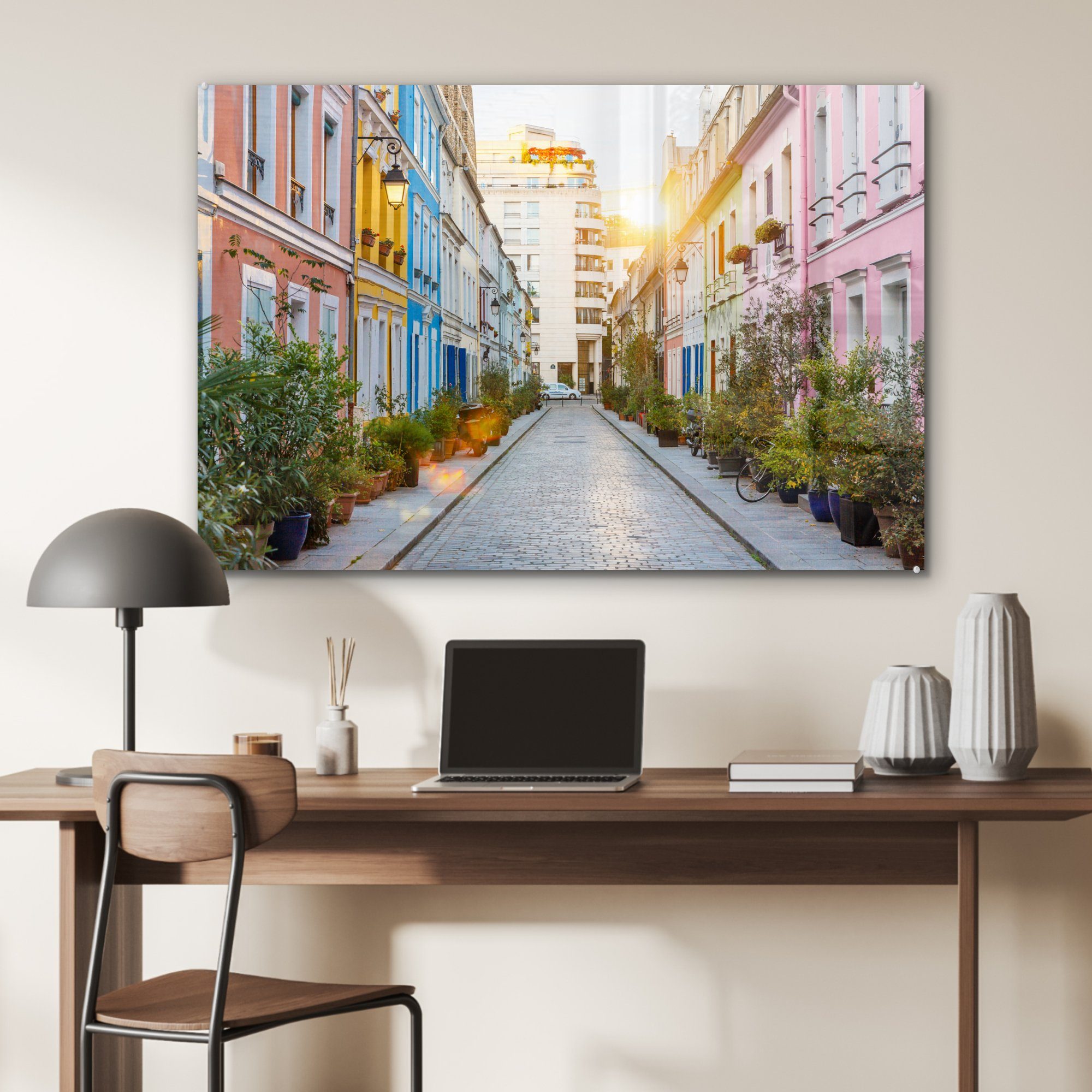 bei Acrylglasbild Sonnenaufgang, MuchoWow Eine Straße St), Acrylglasbilder Wohnzimmer vielfarbige (1 Schlafzimmer &