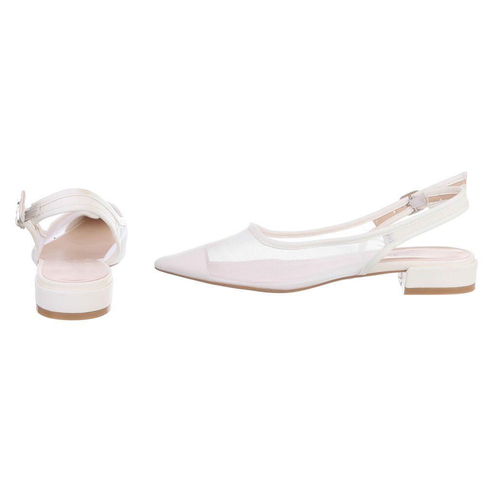 Ital-Design Elegante Sling-Pumps mit atmungsaktivem Obermaterial und Blockabsatz Schnürpumps (91512342) Blockabsatz Schnür- & Riemchenpumps in Weiß – Bild 5 von 5