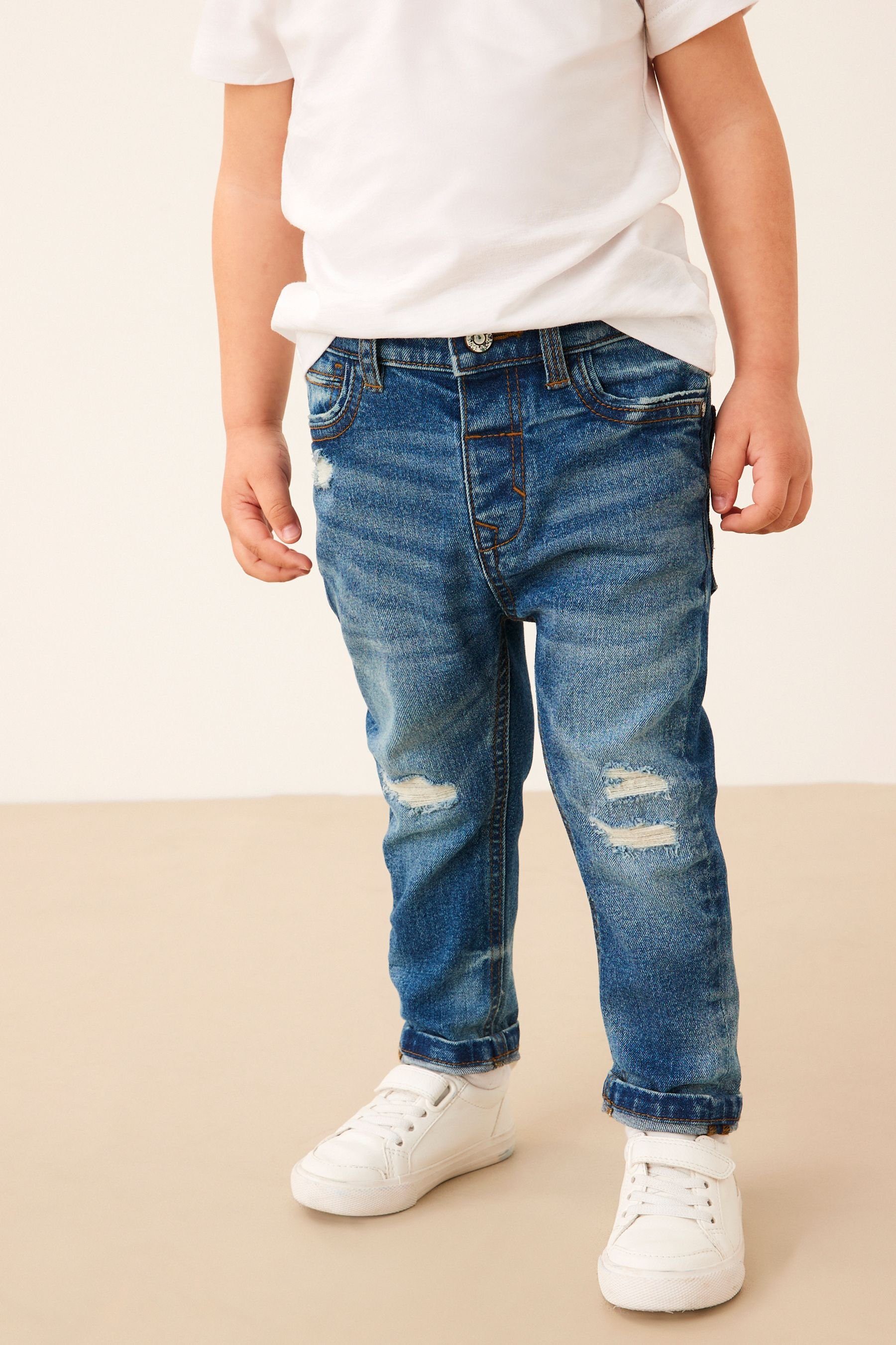 Mid in Destroyed-Jeans Blue Next Jeans Used-Optik Denim (1-tlg)