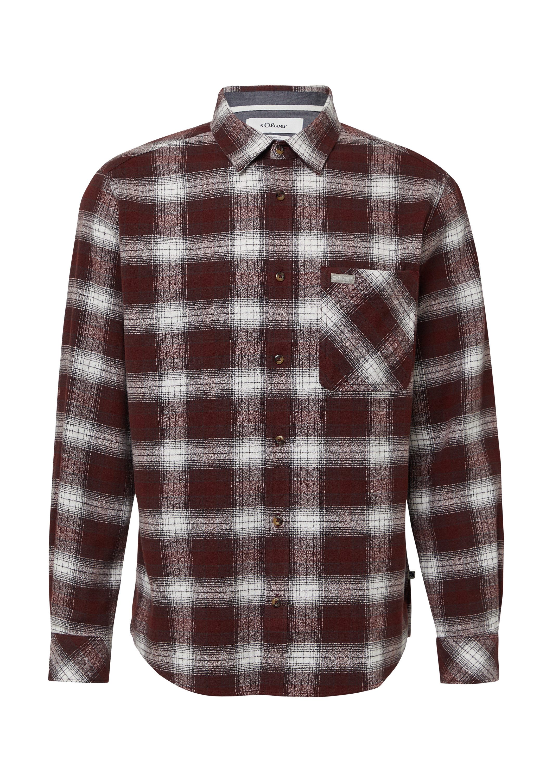 s.Oliver Langarmhemd Hemd Regular Fit: Kariertes Hemd aus Flanell günstig online kaufen