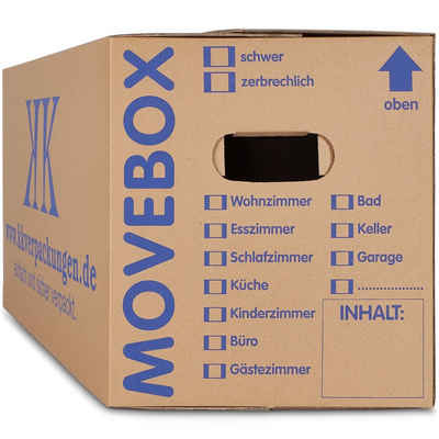 KK Verpackungen Aufbewahrungsbox (Spar-Set, 150 St., 150er-Set), Movebox 2-welliger Umzugskarton Umzugskiste 40kg Braun