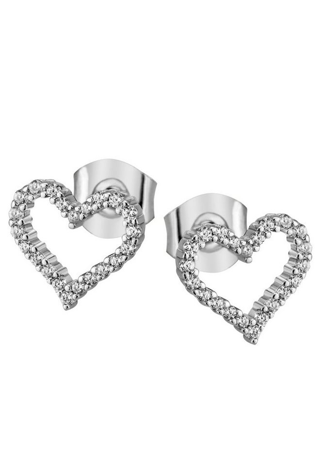 Firetti Paar Ohrstecker Schmuck Geschenk Silber 925 Ohrschmuck Herz, zu  Kleid, Shirt, Jeans, Sneaker! Anlass Geburtstag Weihnachten, Echtschmuck  Echtsilber Silberschmuck Silber 925 - rhodiniert, massiv