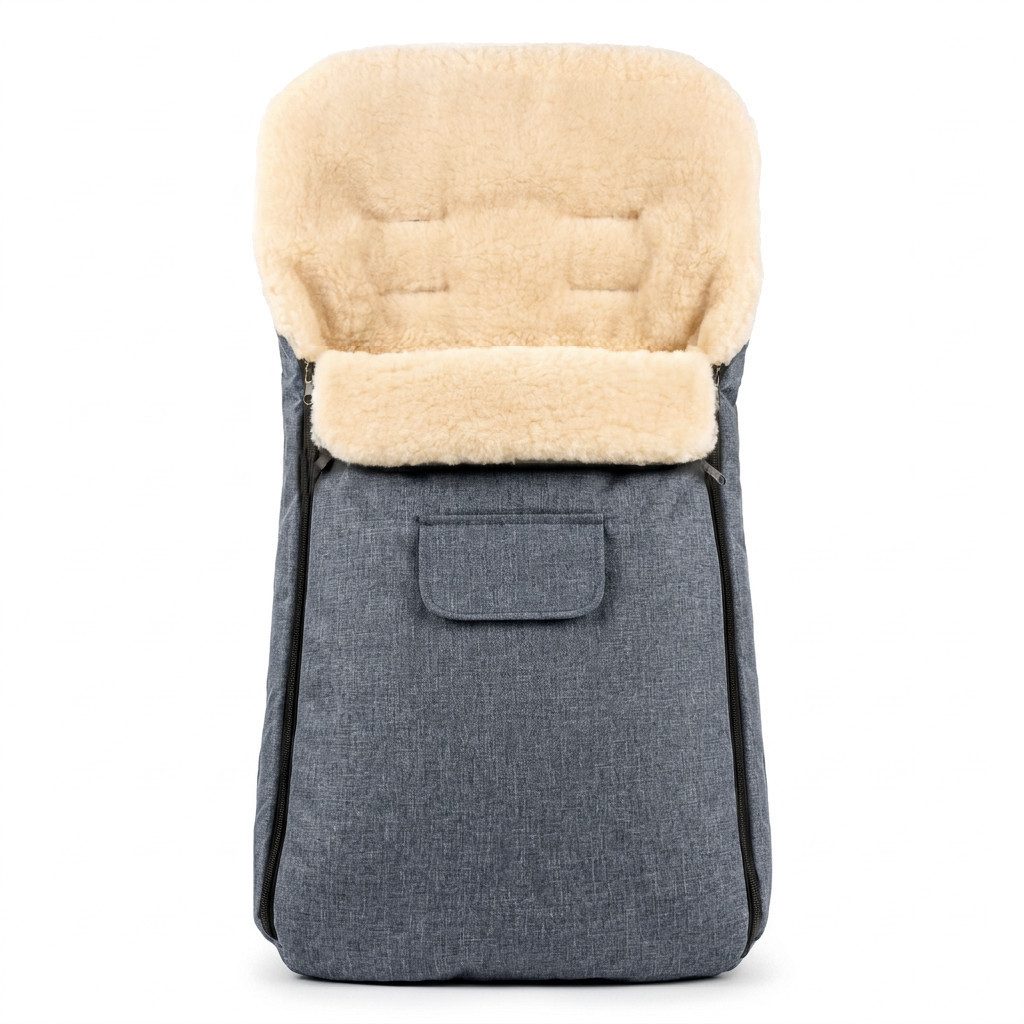 Baby-Joy Fußsack KAI XL 105cm Lammwolle Winterfußsack Thermo Babyfußsack 6 Mon - 3 Jahr, Wetterfest; Thermo-warm und Ultraweich