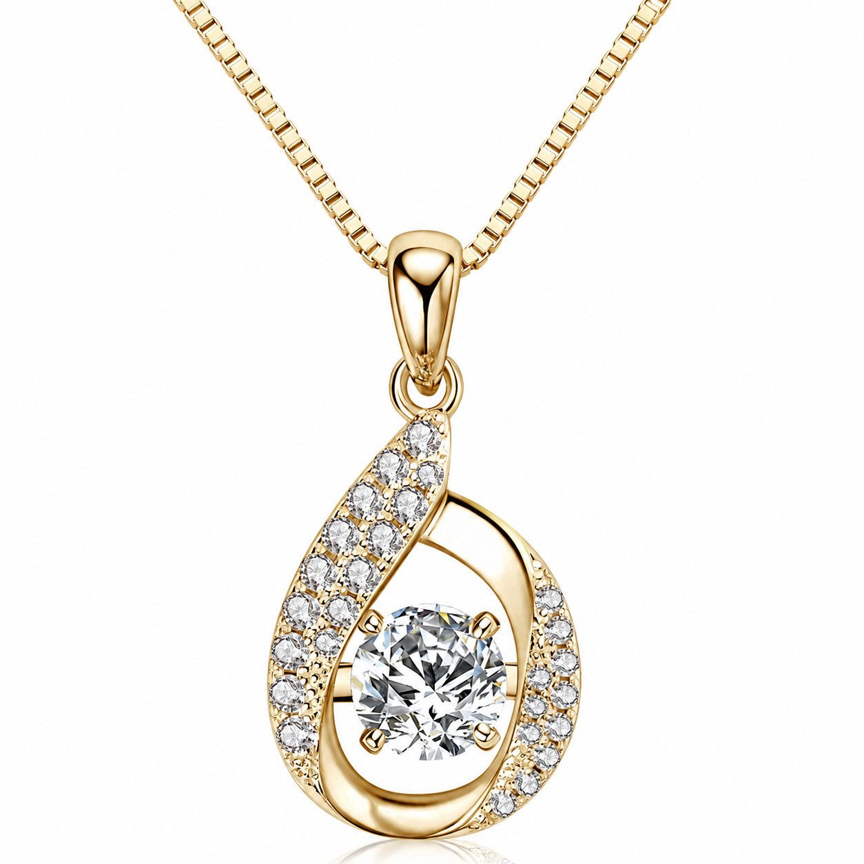 ROUGEMONT Kette mit Anhänger Extravagante Moissanit Damen Halskette 6,5mm Moissanit 18K Gold 1,0ct, Echtschmuck mit Echtheitszertifikat