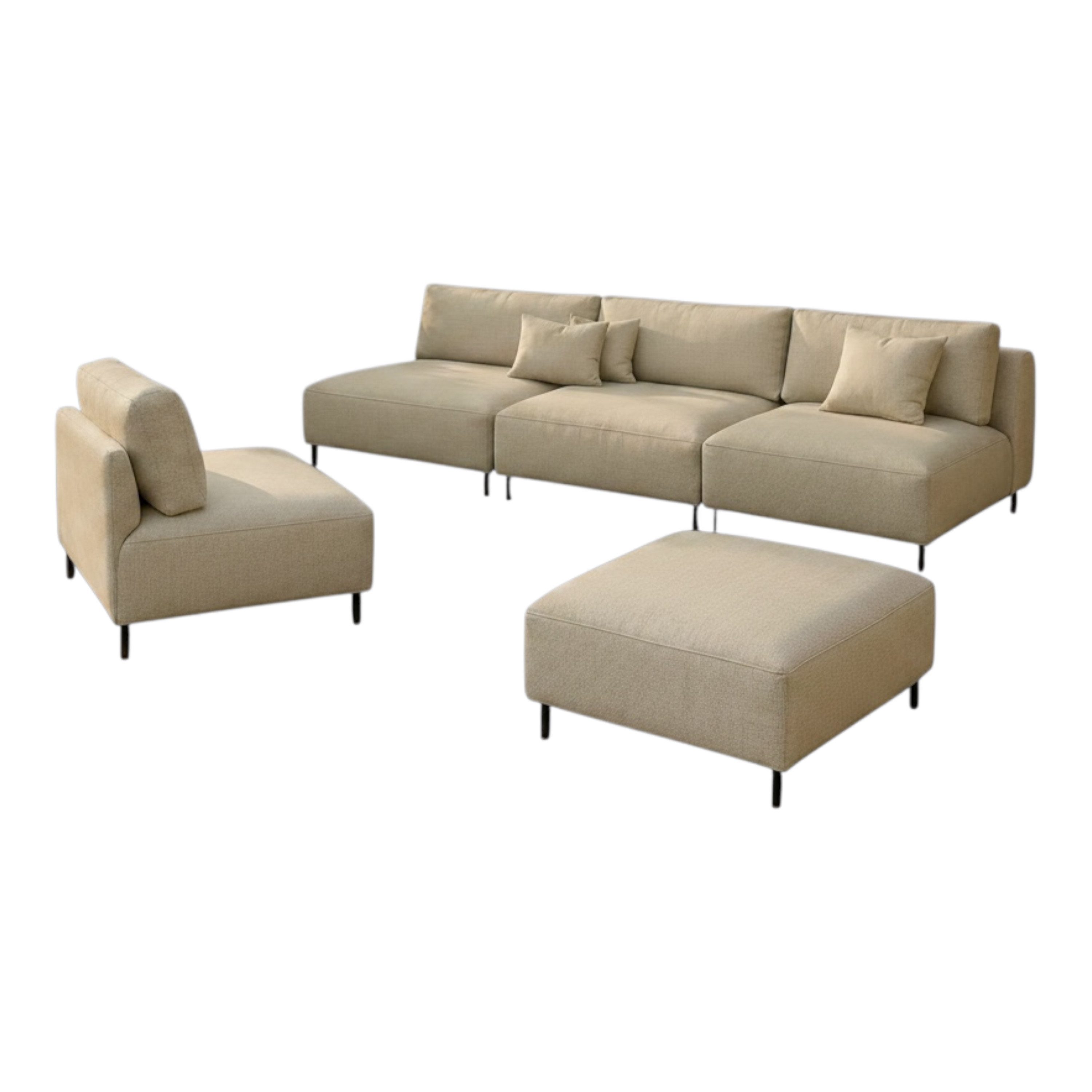A&J MöbelLand GmbH Gartenlounge-Set Outdoor Lounge Set SUN – Sofa, Sessel und Hocker, (Outdoor Lounge Set für Garten und Terrasse, 3-teiliges modernes Garten Lounge Set), Wetterfestes Lounge Set für Garten und Terrasse
