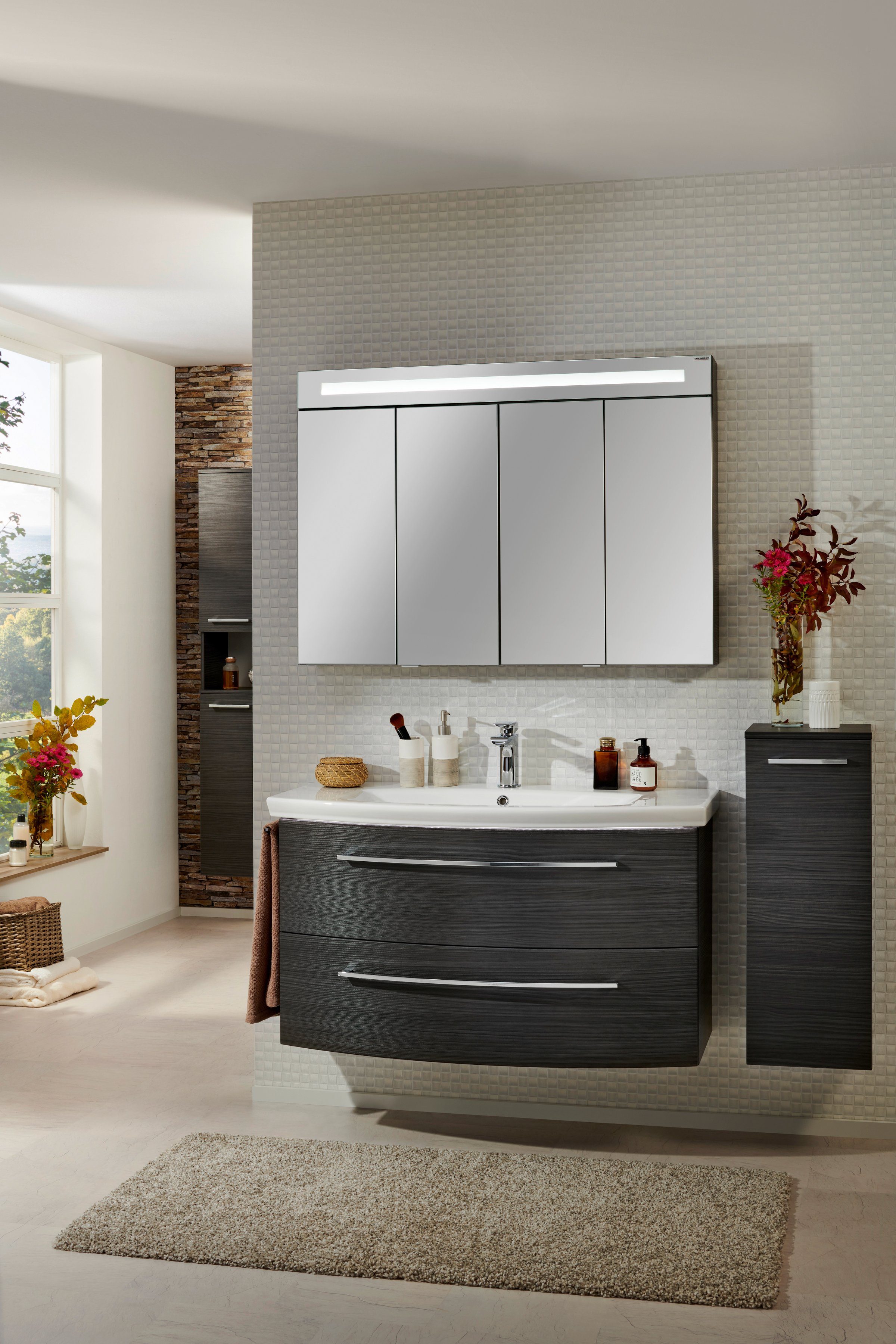 FACKELMANN Spiegelschrank Twindy Badmöbel Breite 110 cm, 4 Türen