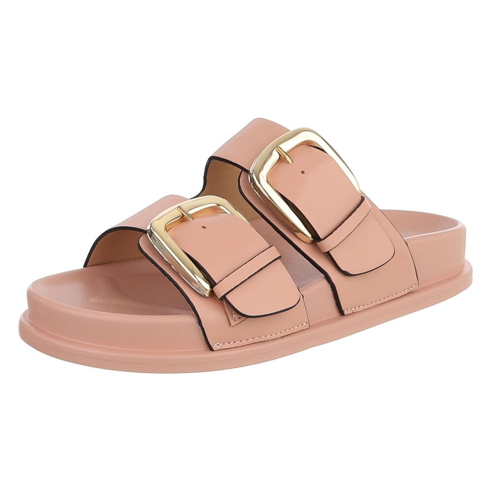 Damen Pantolette mit Schnallen und Fußbett Pantolette