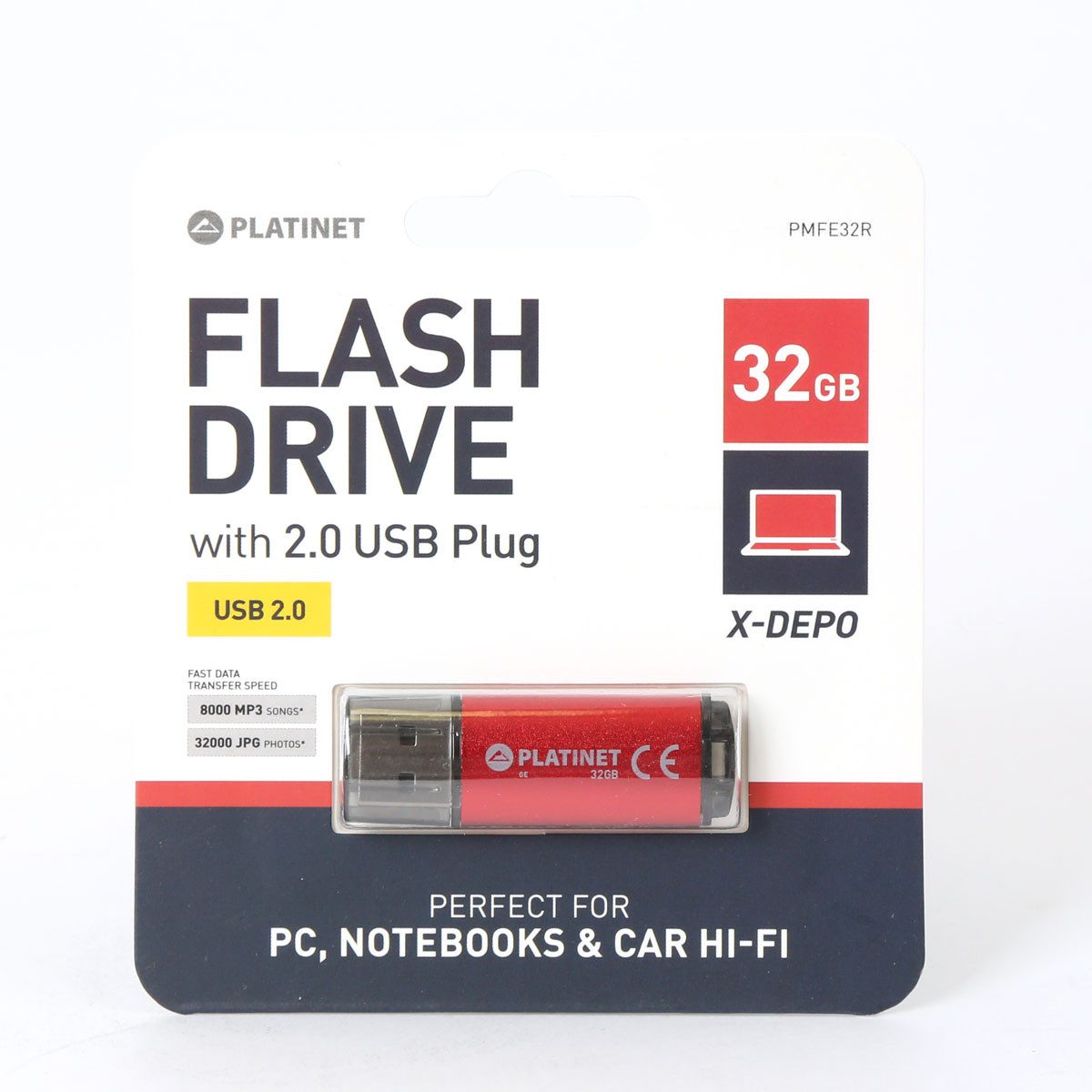 Platinet PMFE32 USB-Stick (USB USB 2.0, Lesegeschwindigkeit 22 MB/s, 32 GB USB Stick mit Aluminiumgehäuse)
