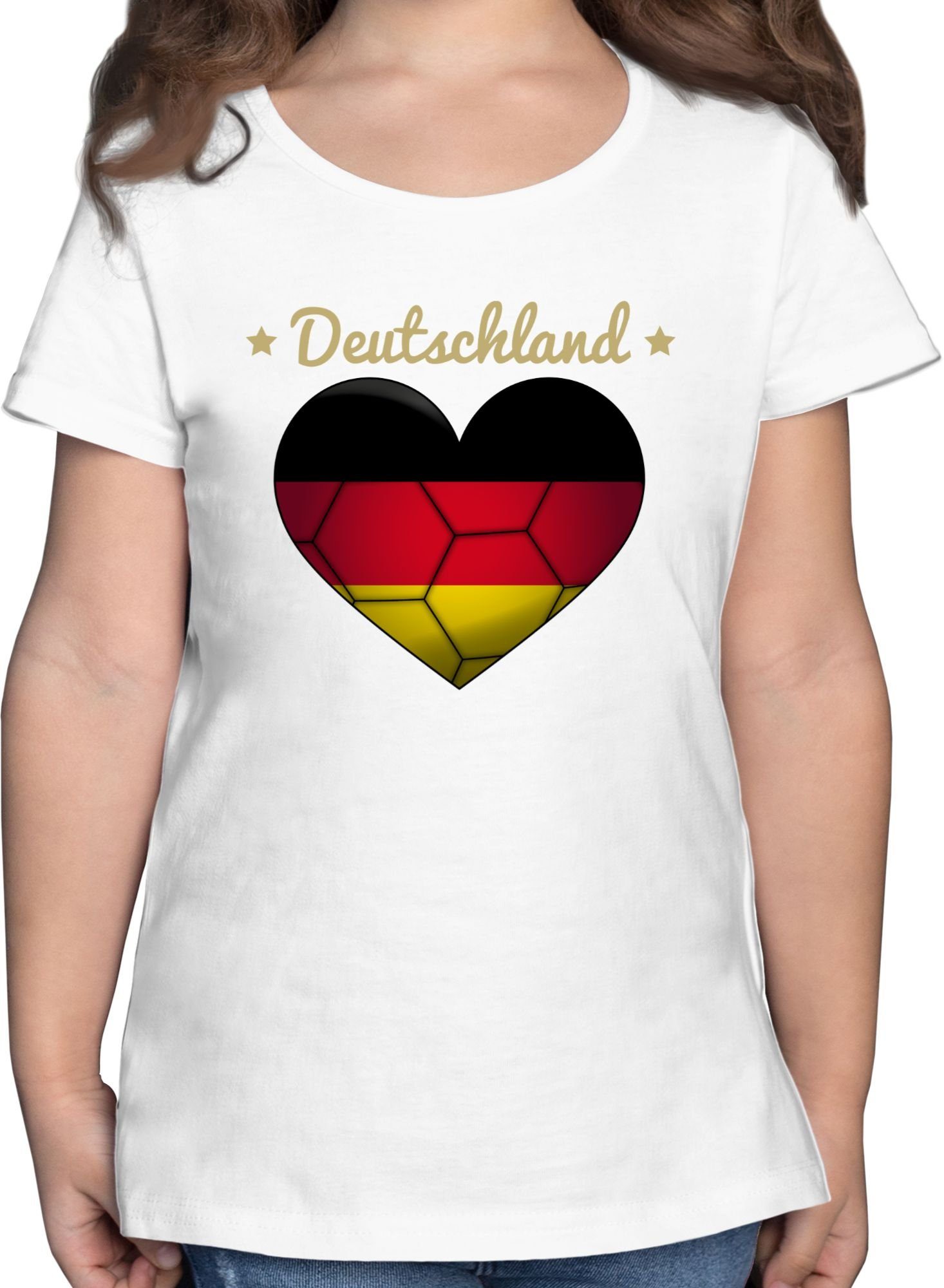 Shirtracer T-Shirt Weiß Kinder Deutschland Handballherz Sport 1 Kleidung