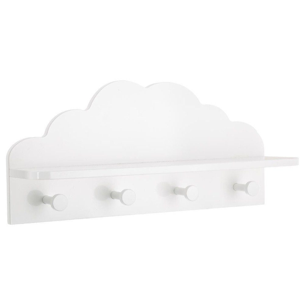 Atmosphera Créateur d'intérieur Garderobenhaken Regal mit 4 Kleiderbügeln CLOUD Kinderzimmer, weiß, 48 x 22 x 12 cm