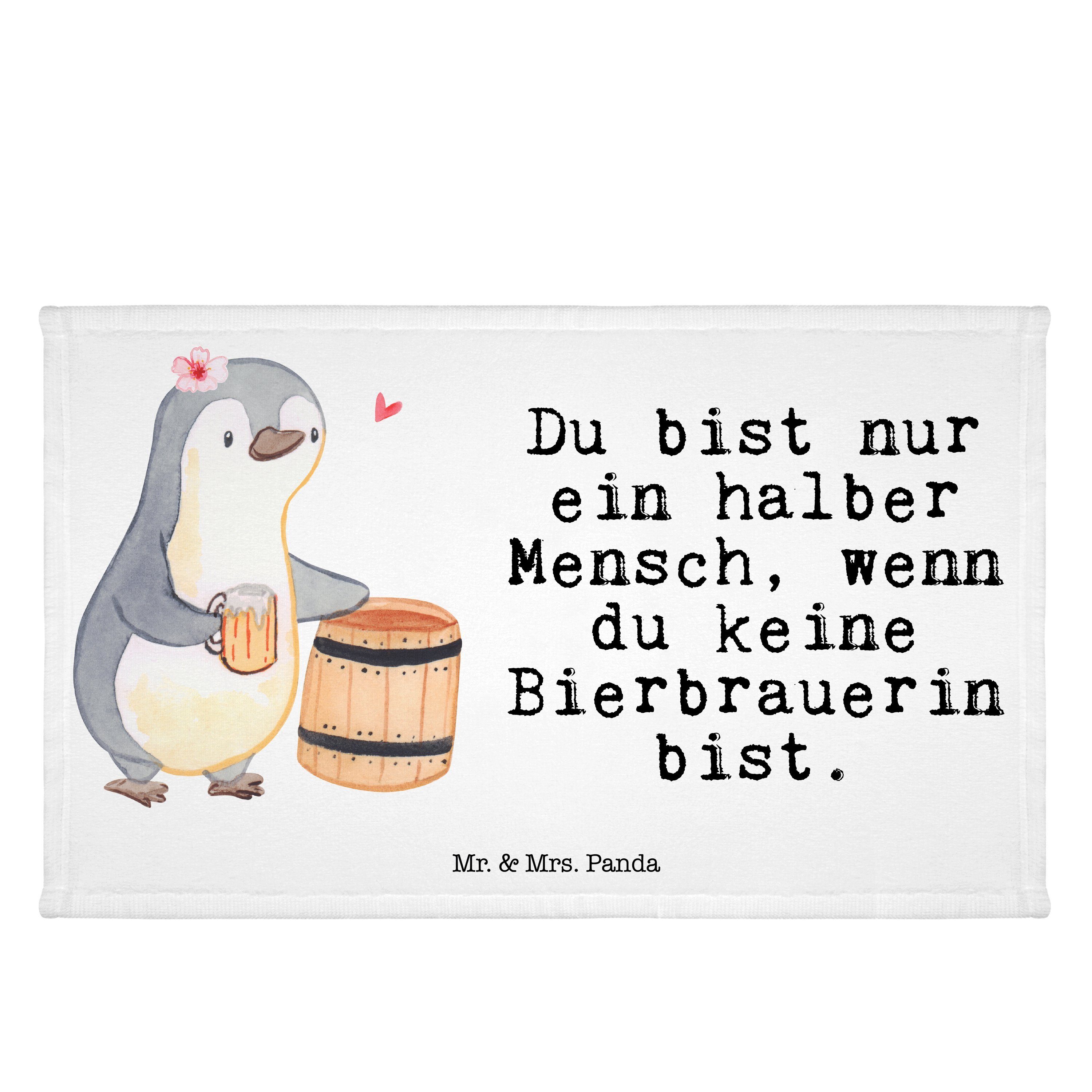 - Geschenk, Herz Weiß (1-St) Mrs. Mr. Panda Bierbrauerin - Biergeschenk, mit Handtuch Arbeitskollege, &