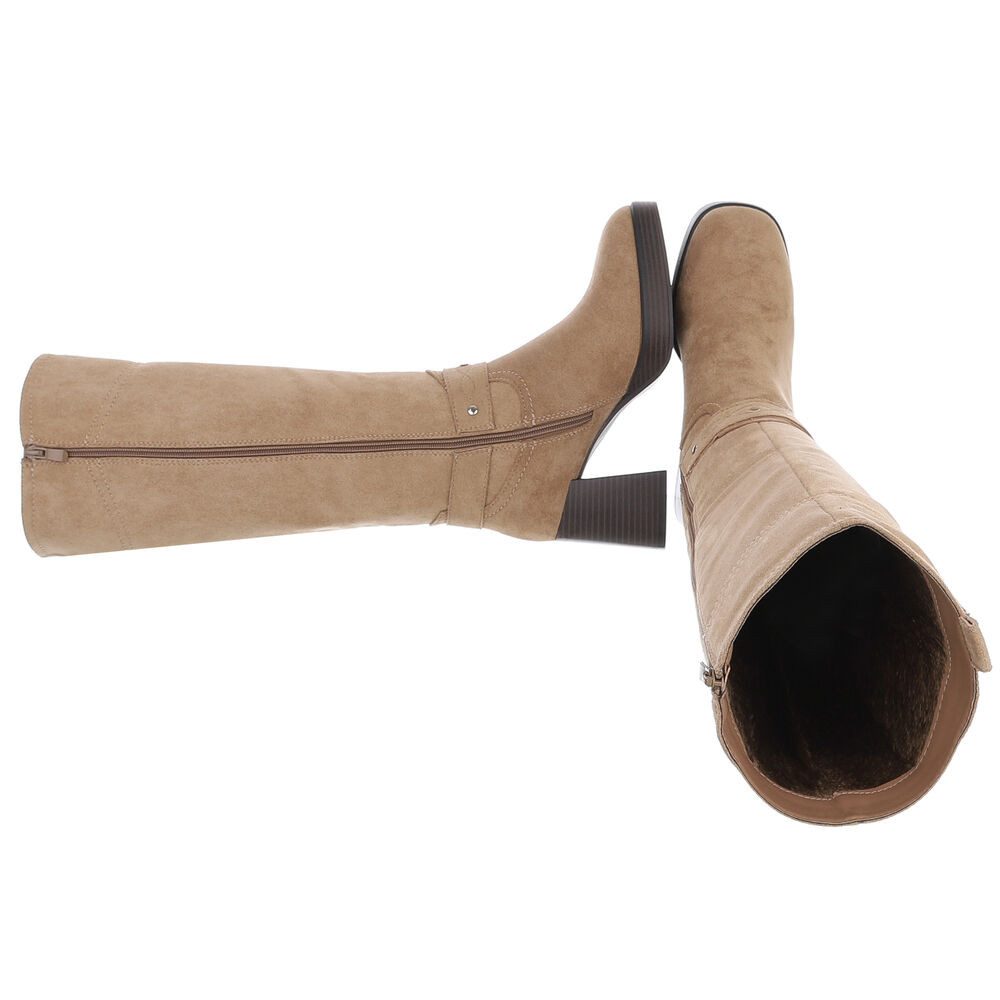 Ital-Design Eleganter Damen-Stiefel mit Blockabsatz und Kontrastnähten High günstig online kaufen