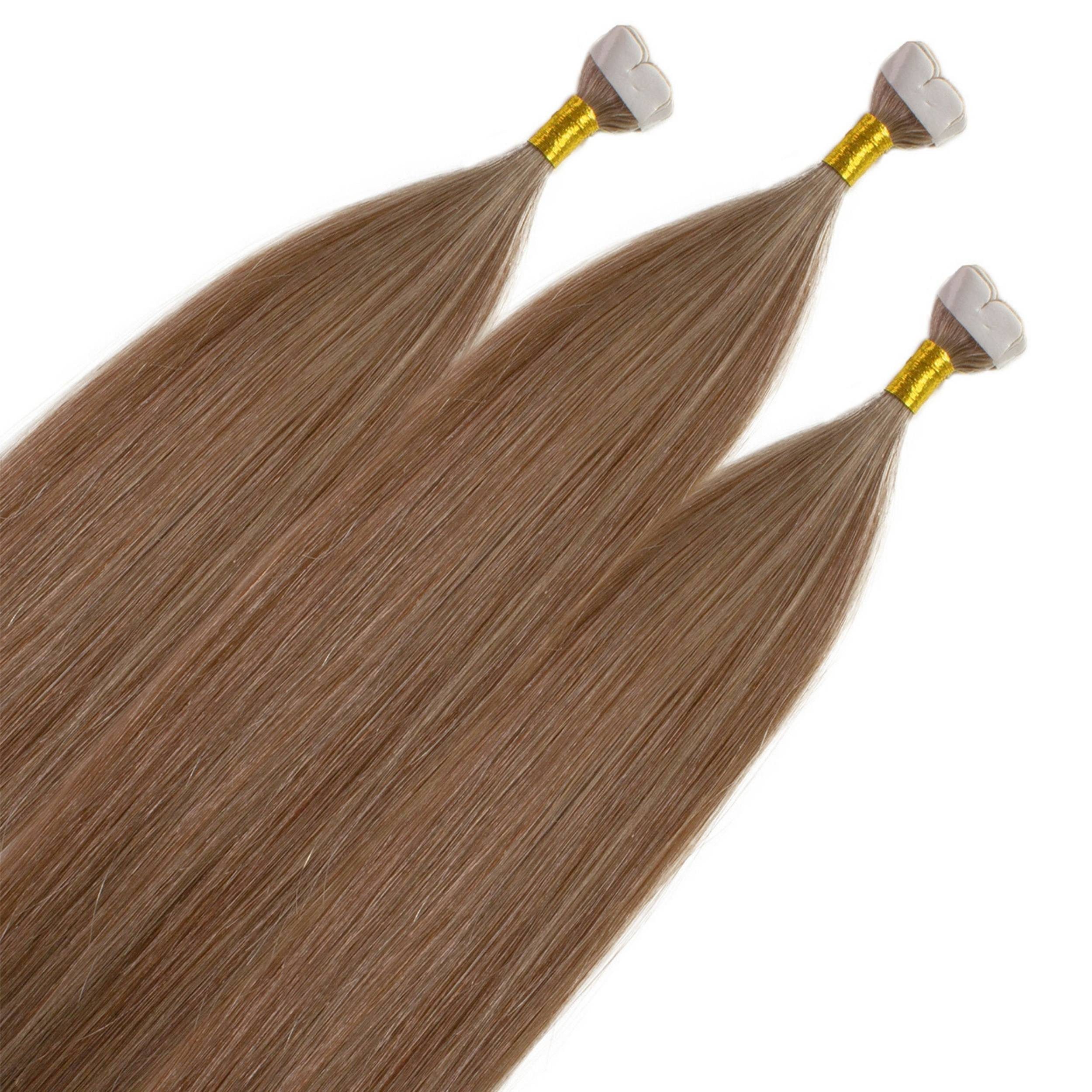 hair2heart Echthaar-Extension Premium Mini Tape Extensions #8/01 Hellblond Natur-Asch 40cm
