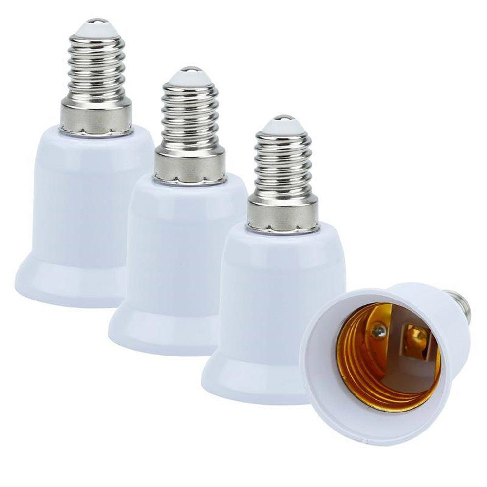 Intirilife Lampenfassung, (4-St), E14 auf E27 Lampensockel Adapter in WEISS  - 4x Lampenadapter zum Umformatieren von E14 auf E27