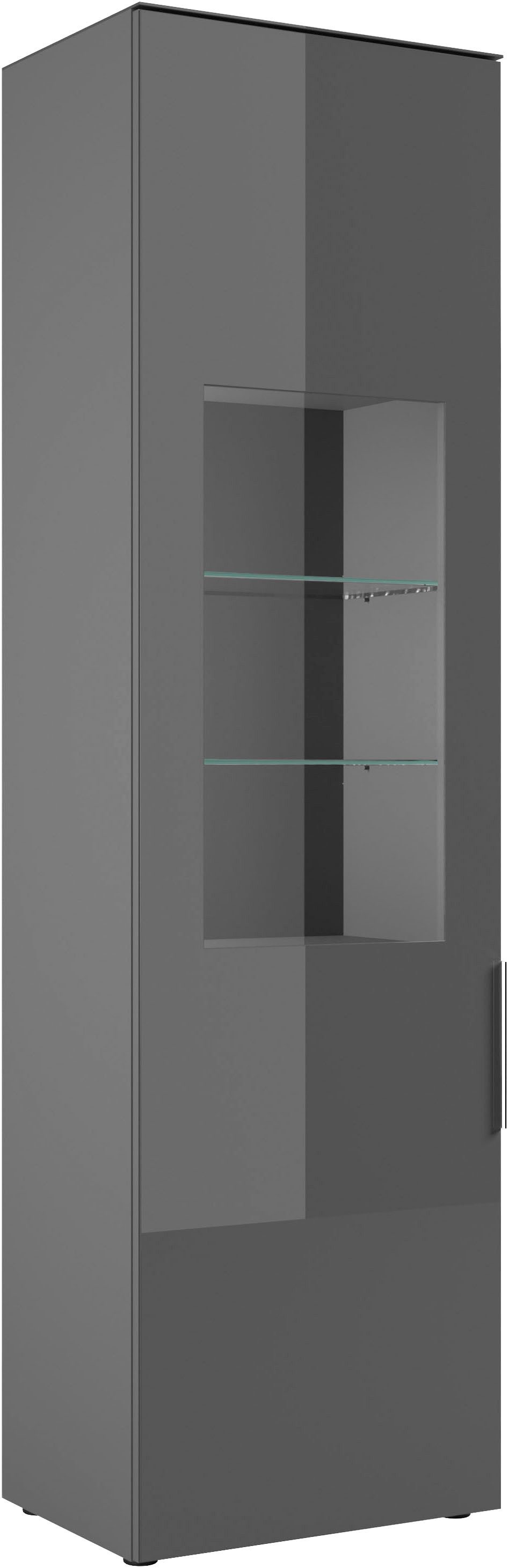 HBZ Vitrine Santorin Vitrine, Melaminbeschichtung, LED-Beleuchtung (1-St) LED Vitrine, mit Softclose-Funktion, Lip Griffe aus Metall