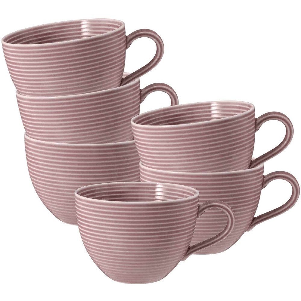 Seltmann Weiden Becher Seltmann Weiden Beat Altrosa Milchkaffeeobertasse 0,35 l 6er Set, Porzellan