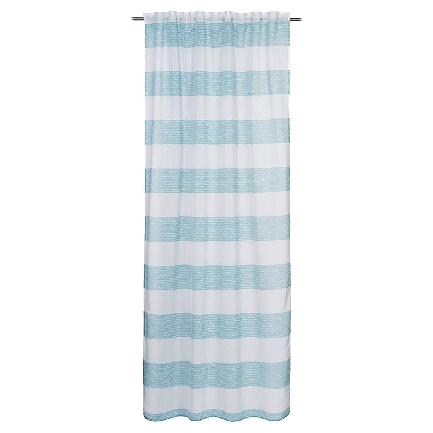 Gözze Vorhang MANERBA, Blau, 140 x 245 cm, verdeckte Schlaufen, (1 St), verdeckte Schlaufen, halbtransparent, Polyester, Querstreifen mit Effektgarn, inkl. Bügelband