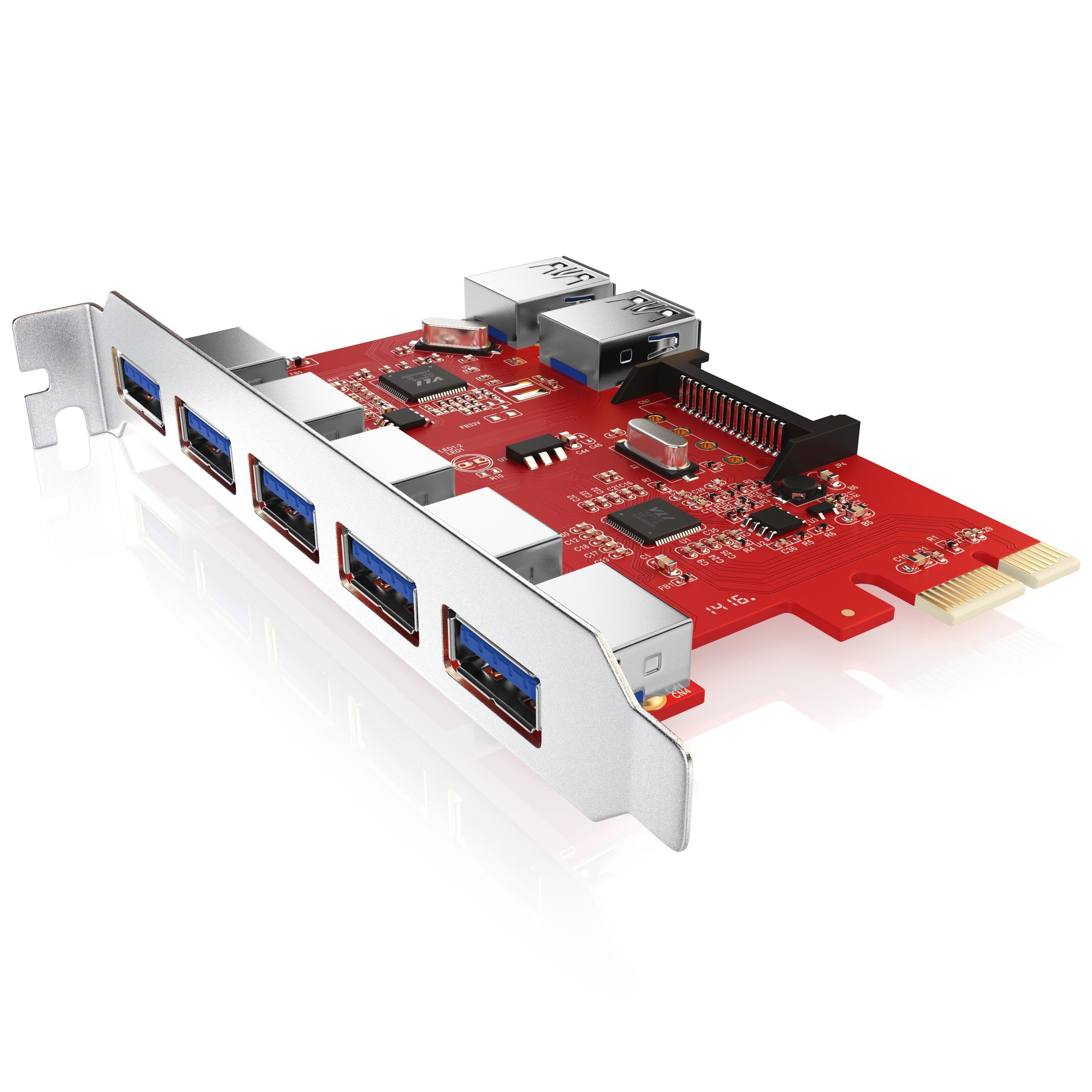 CSL Computer-Adapter, PCIe USB3.0 Schnittstellenkarte Controller 5x externe 2x interne Ports