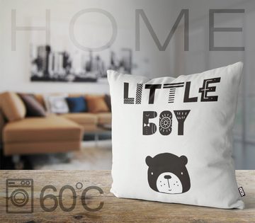 Kissenbezug, VOID (1 Stück), Sofa-Kissen Little Boy Bär Kinder Tier Kinderzimmer Cartoon Jungen Zoo Natur Braunbär Märchen süß Baby Schrift Schild Geburtstag Geschenck